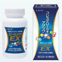 ローカスタEX 商品説明 『ローカスタEX 』 ローカスタEXは，パンテチンの働きによって脂質代謝を改善し，血中の総コレステロールを減少させます。またソイステロールが，コレステロールの腸管からの吸収を阻害し，体外への排泄を促します。さらに，天然型ビタミンEが，血管に障害を与える過酸化脂質の増加を抑え，末梢の血行をよくします。 ローカスタEXは，これらの成分に加えて，ポリフェノールの一種でソバに多く含まれ，血管を丈夫にするルチンと，血管を正常に保つビタミンB6を配合しています。 ※ メーカー様の商品リニューアルに伴い、商品パッケージや内容等が予告なく変更する場合がございます。また、メーカー様で急きょ廃盤になり、御用意ができない場合も御座います。予めご了承をお願いいたします。【ローカスタEX 　詳細】 6カプセル中 パンテチン 375mg 大豆油不けん化物（ソイステロール） 600mg 酢酸d-α-トコフェロール 100mg ルチン 60mg ピリドキシン塩酸塩 10mg 添加物として ポリソルベート80，サフラワー油，ゼラチン，濃グリセリン，D-ソルビトール液，酸化チタン，黄色三二酸化鉄，三二酸化鉄 を含有。 原材料など 商品名 ローカスタEX 内容量 180カプセル 販売者 明治製薬（株） 保管及び取扱い上の注意 （1）直射日光の当らない湿気の少ない，涼しい所に密栓して保管して下さい。（ビンのフタの閉め方が不十分な場合，湿気などの影響で薬が変質することがありますので，服用のつどフタをよく閉めて下さい） （2）小児の手の届かない所に保管して下さい。 （3）他の容器に入れ替えないで下さい。（誤用の原因になったり，品質が変化します） （4）ビンの中に乾燥剤が入っています。服用しないで下さい。 （5）箱の「開封年月日」記入欄に，ビンを開封した日付を記入して下さい。 （6）一度開封した後は，品質保持の点から，なるべく早めにご使用下さい。 （7）使用期限をすぎた製品は，服用しないで下さい。 用法・用量 次の量を食後におのみ下さい。 ［年齢：1回量：1日服用回数］ 成人（15歳以上）：2カプセル：3回 15歳未満：服用させないこと ●定められた用法・用量を厳守して下さい。 ●血清高コレステロールの改善には食事療法が大切なので，本剤を服用しても食事療法を行って下さい。 効果・効能 血清高コレステロールの改善，血清高コレステロールに伴う末梢血行障害（手足の冷え・しびれ）の緩和 ご使用上の注意 1．次の人は服用前に医師，薬剤師または登録販売者にご相談下さい 　（1）医師の治療を受けている人 　（2）薬などによりアレルギー症状を起こしたことがある人 2．服用後，次の症状があらわれた場合は副作用の可能性があるので，直ちに服用を中止し，この文書を持って医師，薬剤師または登録販売者にご相談下さい ［関係部位：症状］ 皮膚：発疹・発赤，かゆみ 消化器：吐き気，胃部不快感，胸やけ，食欲不振，腹痛 3．服用後，次の症状があらわれることがあるので，このような症状の持続または増強がみられた場合には，服用を中止し，医師，薬剤師または登録販売者にご相談下さい 　下痢，軟便 4．1ヵ月位服用してもコレステロール値の改善がみられない場合は服用を中止し，この文書を持って医師，薬剤師または登録販売者にご相談下さい（1ヵ月ほど服用後，医療機関でコレステロール値の測定をすること） 5．服用後，生理が予定より早くきたり，経血量がやや多くなったりすることがあります。出血が長く続く場合は，医師，薬剤師または登録販売者にご相談下さい 広告文責 株式会社プログレシブクルー072-265-0007 商品に関するお問い合わせ 会社名：塩野義製薬株式会社 問い合わせ先：医薬情報センター 電話：大阪06-6209-6948，東京03-3406-8450 受付時間：9時〜17時（土，日，祝日を除く） 区分 日本製・第3類医薬品 ■医薬品の使用期限 医薬品に関しては特別な表記の無い限り、1年以上の使用期限のものを販売しております。 それ以外のものに関しては使用期限を記載します。 医薬品に関する記載事項はこちら【第3類医薬品】ローカスタEX　180カプセル×10個セット