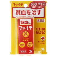 ファイチ 商品説明 『ファイチ 』 1.吸収のよい溶性ピロリン酸第二鉄を主成分とし,効果的にヘモグロビンを造り,貧血を改善 2.赤血球を造るのに必要な葉酸とビタミンB12をバランスよく配合 3.コーティング錠だから,鉄の味やニオイがしない 4.腸で溶ける錠剤だから,効果的に成分を体内に吸収 5.1日1回の服用で効く ※ メーカー様の商品リニューアルに伴い、商品パッケージや内容等が予告なく変更する場合がございます。また、メーカー様で急きょ廃盤になり、御用意ができない場合も御座います。予めご了承をお願いいたします。【ファイチ 　詳細】 2錠中 溶性ピロリン酸第二鉄 79.5mg シアノコバラミン 50μg 葉酸 2mg 添加物として 乳糖,ヒドロキシプロピルセルロース,タルク,ステアリン酸マグネシウム,ヒプロメロースフタル酸エステル,クエン酸トリエチル,白糖,ゼラチン,アラビアゴム,酸化チタン,炭酸カルシウム,ポリオキシエチレンポリオキシプロピレングリコール,赤色102号,カルナウバロウ を含有。 原材料など 商品名 ファイチ 内容量 30錠 販売者 日新製薬株式会社 保管及び取扱い上の注意 (1)直射日光の当たらない湿気の少ない涼しいところに密栓して保管すること (2)小児の手の届かないところに保管すること (3)他の容器に入れ替えないこと （誤用の原因になったり品質が変わる） (4)品質保持のため,錠剤を取り出す時はキャップに取り,手に触れた錠剤はビンに戻さないこと (5)ビンの中の詰め物は輸送時の破損防止用なので開封時に捨てること (6)乾燥剤は服用しないこと 用法・用量 次の量を食後に水またはお湯で服用してください ［年齢：1回量：1日服用回数］ 成人（15才以上）：2錠：1回 8才以上15才未満：1錠：1回 8才未満：服用しないこと (1)定められた用法・用量を厳守すること (2)吸湿しやすいため、服用のつどキャップをしっかりしめること (3)服用の前後30分はお茶・コーヒーなどを飲まないこと (4)小児に服用させる場合には,保護者の指導監督のもとに服用させること ●本品は水またはお湯で,かまずに服用すること 効果・効能 貧血 ご使用上の注意 （守らないと現在の症状が悪化したり、副作用が起こりやすくなる）本剤を服用している間は,次の医薬品を服用しないこと 他の貧血用薬1.次の人は服用前に医師,薬剤師または登録販売者に相談すること (1)医師の治療を受けている人 (2)妊婦又は妊娠していると思われる人 (3)薬などによりアレルギー症状を起こしたことがある人 2.服用後,次の症状があらわれた場合は副作用の可能性があるので,直ちに服用を中止し,この文書を持って医師,薬剤師または登録販売者に相談すること ［関係部位：症状］ 皮ふ：発疹・発赤,かゆみ 消化器：吐き気・嘔吐,食欲不振,胃部不快感,腹痛 3.服用後,次の症状があらわれることがあるので,このような症状の持続または増強が見られた場合には,服用を中止し,この文書を持って医師,薬剤師または登録販売者に相談すること 　便秘,下痢 4.2週間くらい服用しても症状がよくならない場合は服用を中止し,この文書を持って医師,薬剤師または登録販売者に相談すること ◆ 医薬品について ◆医薬品は必ず使用上の注意をよく読んだ上で、 それに従い適切に使用して下さい。 ◆購入できる数量について、お薬の種類によりまして販売個数制限を設ける場合があります。 ◆お薬に関するご相談がございましたら、下記へお問い合わせくださいませ。 株式会社プログレシブクルー　072-265-0007 ※平日9:30-17:00 (土・日曜日および年末年始などの祝日を除く） メールでのご相談は コチラ まで 広告文責 株式会社プログレシブクルー072-265-0007 商品に関するお問い合わせ 会社名：小林製薬株式会社 住所：〒541-0045　大阪市中央区道修町4-4-10 問い合わせ先：お客様相談室 電話：フリーダイヤル0120-5884-01 受付時間：9:00〜17:00（土・日・祝日を除く） 区分 日本製・第2類医薬品 ■医薬品の使用期限 医薬品に関しては特別な表記の無い限り、1年以上の使用期限のものを販売しております。 それ以外のものに関しては使用期限を記載します。 医薬品に関する記載事項はこちら【第2類医薬品】 ファイチ 30錠×10個セット