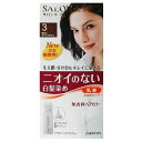 サロンドプロ 無香料ヘアカラー 乳液 白髪用 3 明るいライトブラウン 商品説明 『サロンドプロ 無香料ヘアカラー 乳液 白髪用 3 明るいライトブラウン』 ◆ツンとニオイの無い成分だけで作った白髪染め ◆髪に浸透しやすい独自のコネクター成分が、染料を効率良く髪の内部まで導くので、しっかりきれいに染まります。 ◆髪にやさしい4つのトリートメント成分配合 ◆髪全体を、ムラなくきれいに乳液タイプ ◆伸びがよくタレにくい乳液タイプだから、髪全体にゆきわたり、隠れた白髪もしっかり。 ◆使いきりタイプです。 ◆セミロングヘア(肩くらいの長さ)約1回分です。 ◆放置時間15分の早染めタイプです。 ◆ノズル2タイプ入り！お好みに合わせてご使用いただけます。 ◆アフターヘアパック付き ◆明るいライトブラウン サロンドプロ 無香料ヘアカラー 乳液 白髪用 3 明るいライトブラウン　詳細 原材料など 商品名 サロンドプロ 無香料ヘアカラー 乳液 白髪用 3 明るいライトブラウン 成分(SヘアカラーN3／1剤)50g 有効成分・・・パラフェニレンジアミン、パラアミノフェノール、パラアミノオルトクレゾール、レゾルシン その他の成分・・・1.3-ブチレングリコール、DL-リンゴ酸ナトリウム、L-アスコルビン酸、エタノール、オリブ油、カンゾウエキス、グリチリリチン酸ジカリウム、ジエチレントリアミン五酢酸五ナトリウム液、ジブチルヒドロキシトルエン、セタノール、ポリエチレングリコール200、ポリオキシエチレンステアリルエーテル、ポリ塩化ジメチルメチレンピペリジニウム液、モノエタノールアミン、ローヤルゼリーエキス、亜硫酸ナトリウム(無水)、塩化ステアルトリメチルアンモニウム、加水分解シルク液、常水、水酸化カルシウム、精製水、大豆たん白加水分解物、濃グリセリン、流動パラフィン、硫酸マグネシウム 成分(OXウォーターMK1／2剤)50mL 有効成分・・・過酸化水素 その他の成分・・・エタノール、セタノール、パラフィン、パルミチン酸2-エチルヘキシル、ヒドロキシエタンジホスホン酢液、プロピレングリコール、ポリオキシエチレンステアリルエーテル、ヤシ油脂肪酸グリセリル、リン酸水素ニナトリウム、リン酸二水素ナトリウム、塩化ステアリルトリメチルアンモニウム、軽質流動イソパラフィン、精製水、無水エタノール 成分(アフターヘアパックAF)15g 水、ジメチコン、セタノール、グリセリン、BG、ベヘントリモニウムクロリド、オレイン酸オレイル、加水分解野菜タンパクPG-プロピルシラントリオール、グルタミン酸、ラフィノース、ポリクオタニウム-64、アルギニン、ダイマージリノール酸水添ヒマシ油、アミノプロピルジメチコン、エタノール、クエン酸、クエン酸Na、ステアルトリモニウムクロリド、メチルパラベン、香料 内容量 1セット 販売者 ダリヤ ご使用方法 (1)2剤に1剤を加え上下によく振って混ぜ合わせます。 (2)お好みのノズルを使用して、髪に塗布します。 (3)15分ほど放置後、よくすすぎ、シャンプーします。仕上げは、付属のアフターヘアパックでつややかに ご購入前・ご使用前にお読みください。 ・ご使用の際は、必ず使用説明書をよく読んで正しくお使いください。 ・ヘアカラーはまれに重いアレルギー反応をおこすことがあります。 ・次の方は使用しないでください。 今までに本品に限らずヘアカラーでかぶれたことのある方。 今までに染毛中または直後に気分の悪くなったことのある方。 頭皮あるいは皮膚が過敏な状態になっている方。(病中、病後の回復期、生理時、妊娠中等。) ・ご使用の際には、毎回必ず染毛の48時間前に皮膚アレルギー試験(パッチテスト)をしてください。 ・薬液や洗髪時の洗い液が目に入らないようにしてください。 ・眉毛、まつ毛には使用しないでください。 ・幼小児には使用しないでください。 ・混合乳液は、容器に入ったままで放置しないでください。 ・ヘアカラーの匂いがありませんので、お子さまが誤って口に入れないようご注意ください。 ・仕上がりはもとの髪色、白髪の量、髪質、室温、放置時間により異なります。 ・すでに暗めの色で染めてある髪は、その色より明るく染め変えることは困難です。/(/F203906/)/ 広告文責 株式会社プログレシブクルー072-265-0007 区分 日用品サロンドプロ 無香料ヘアカラー 乳液 白髪用 3 明るいライトブラウン　1セット!!