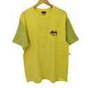 【中古】ステューシー Stussy メキシコ製 ストックロゴ スリーブ切替 クルーネック S/S Tシャツ メンズ import:L