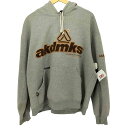 【中古】アカデミクス akademiks USA製 ロゴ刺繍 プルオーバー パーカー メンズ import:L