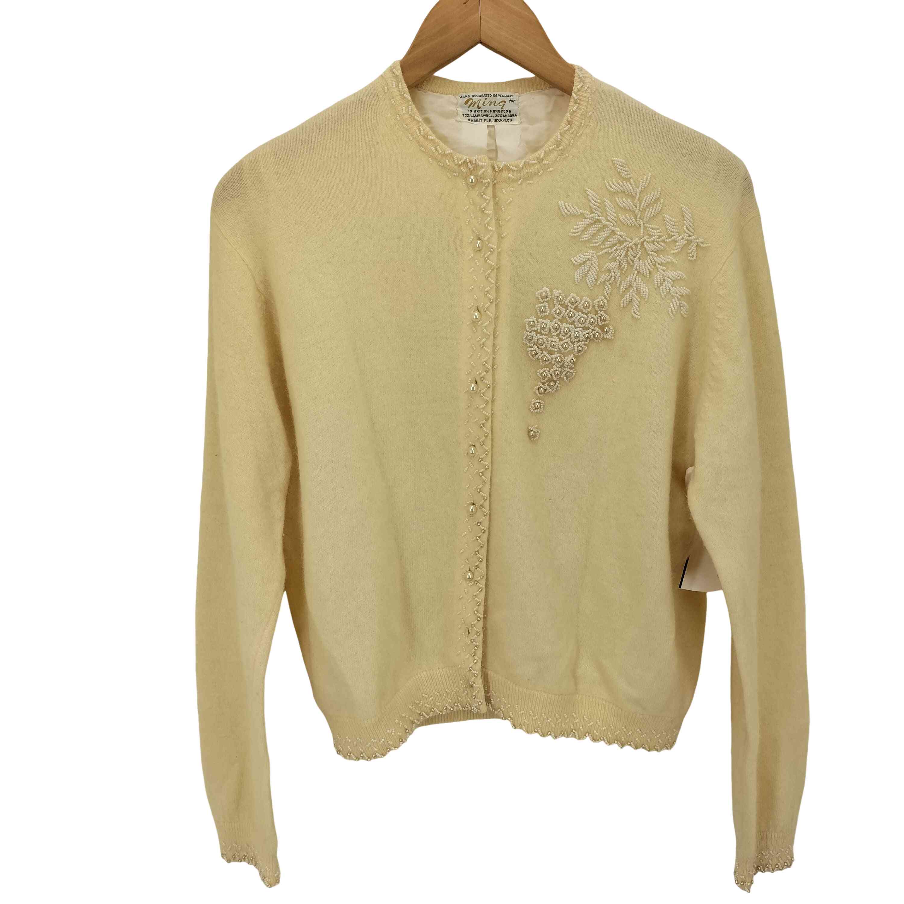 【中古】ユーズドフルギ USED古着 MING ビーズデザイン ウールカーディガン レディース 表記無