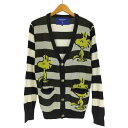 【中古】ピーナッツ PEANUTS {{HALFMAN}} コラボ キャラクター アクリル ボーダー カーディガン メンズ import:M