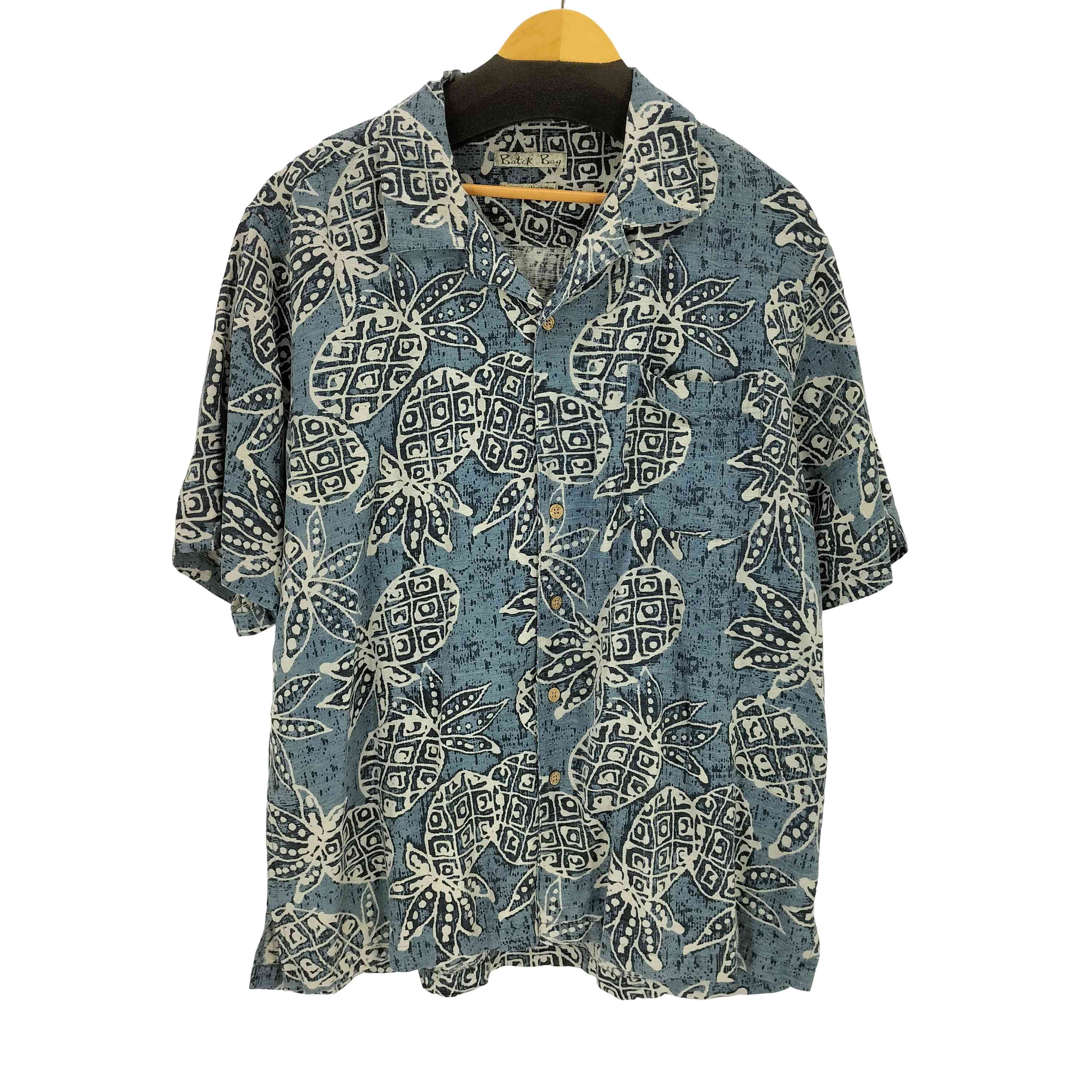 【中古】ユーズドフルギ USED古着 {{BATCK BAY}} S/S シルク100% オープンカラーシャツ メンズ JPN：L(4)