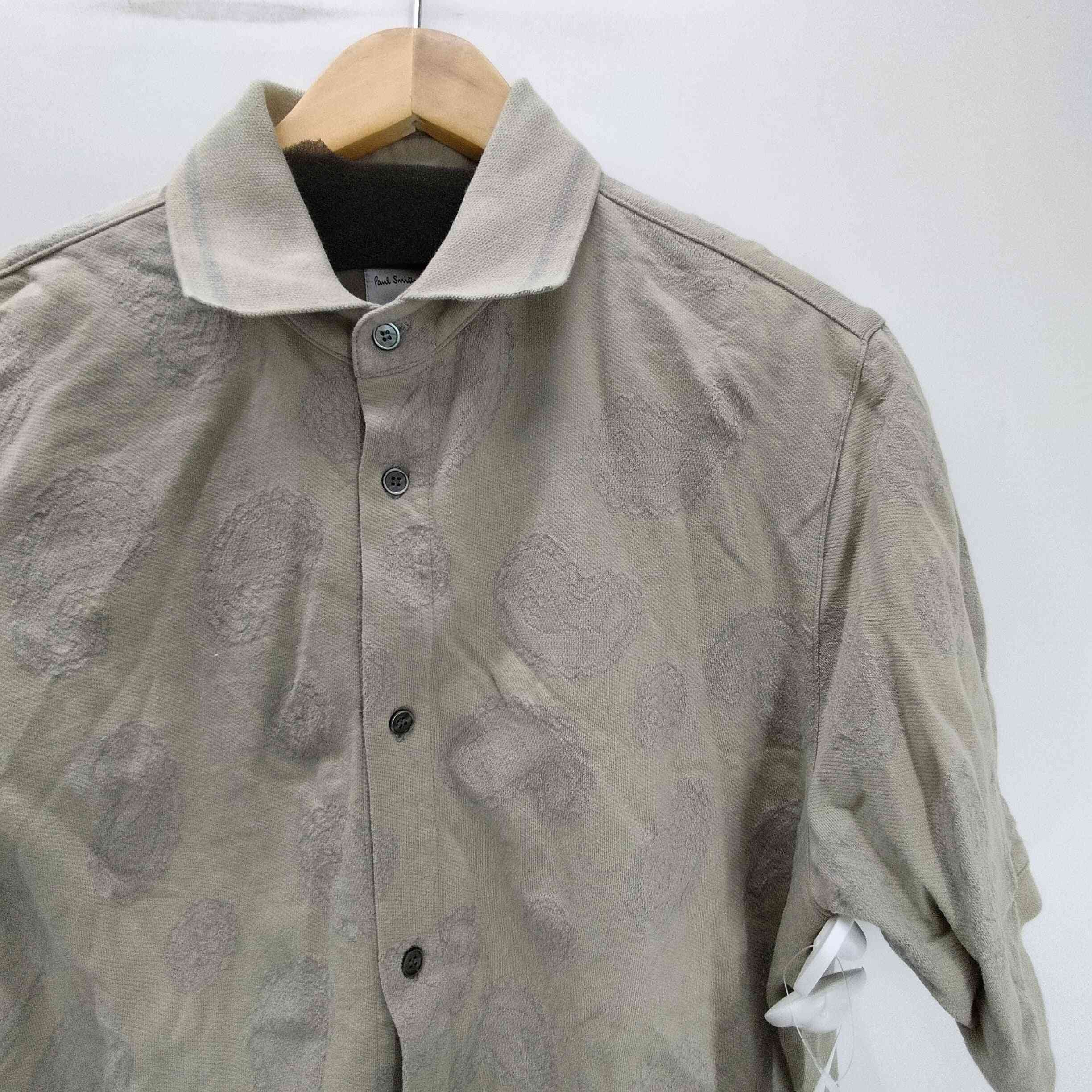 【中古】ポールスミス Paul Smith 25SS ペイズリー ジャカード オープンフロント ポロシャツ メンズ import：XL