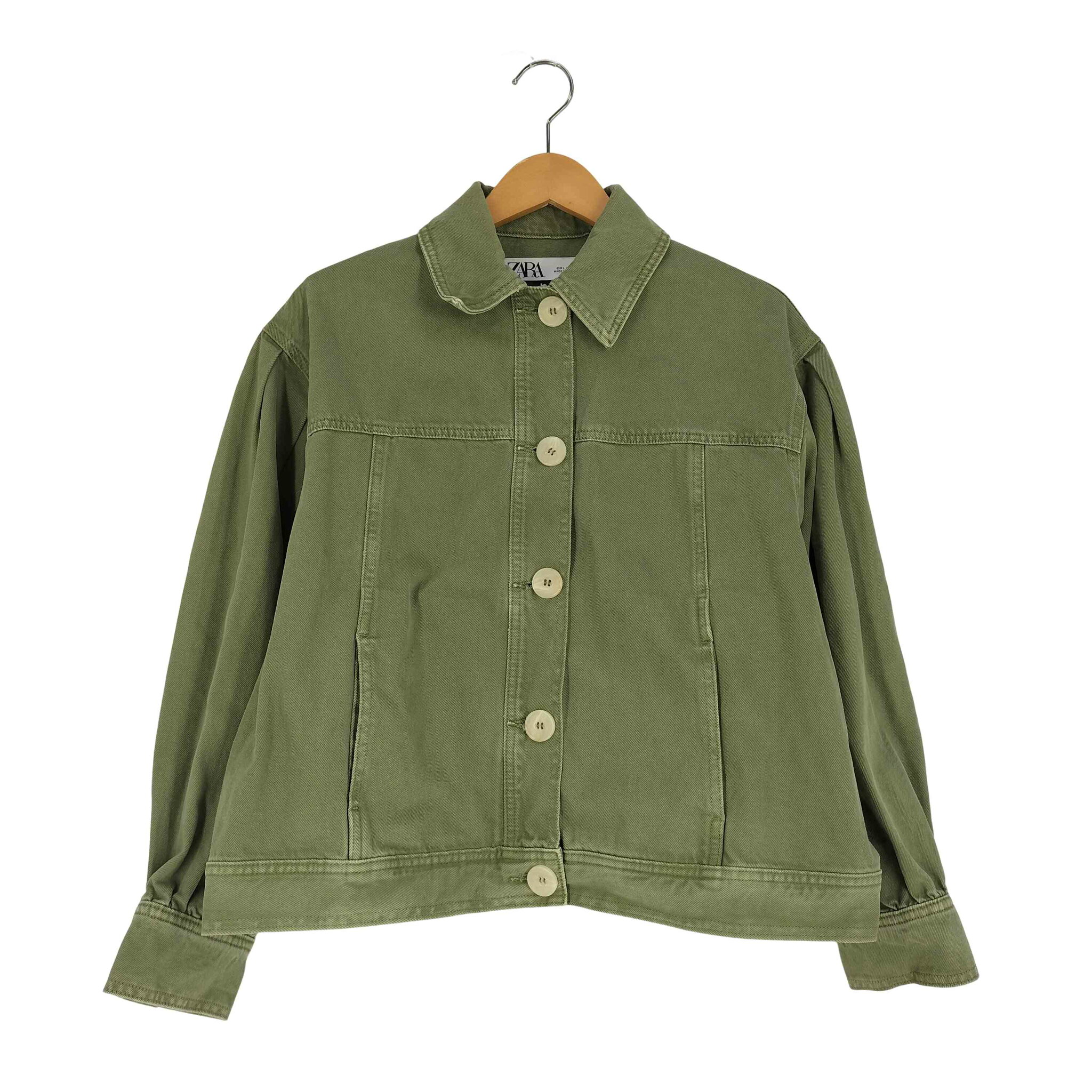 【中古】ザラ ZARA タックスリーブ デニムジャケット レディース import:L