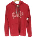 【中古】ギャップ Gap ロゴ 刺繍 ラグランスリーブ ジップアップ パーカー フーディー メンズ import:M