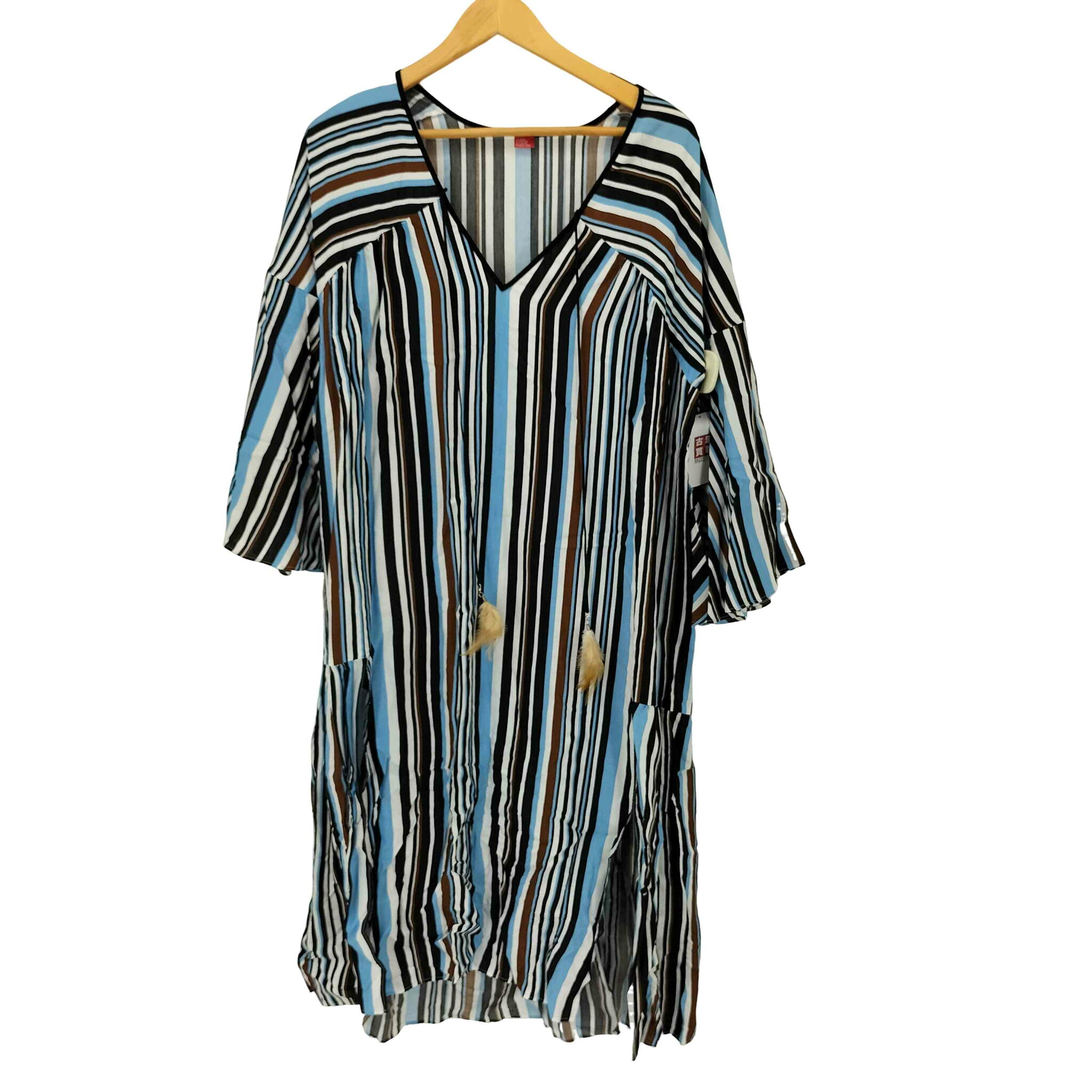 【中古】ダブルスタンダードクロージング DOUBLE STANDARD CLOTHING Vネックストライプワンピース レディース JPN:36