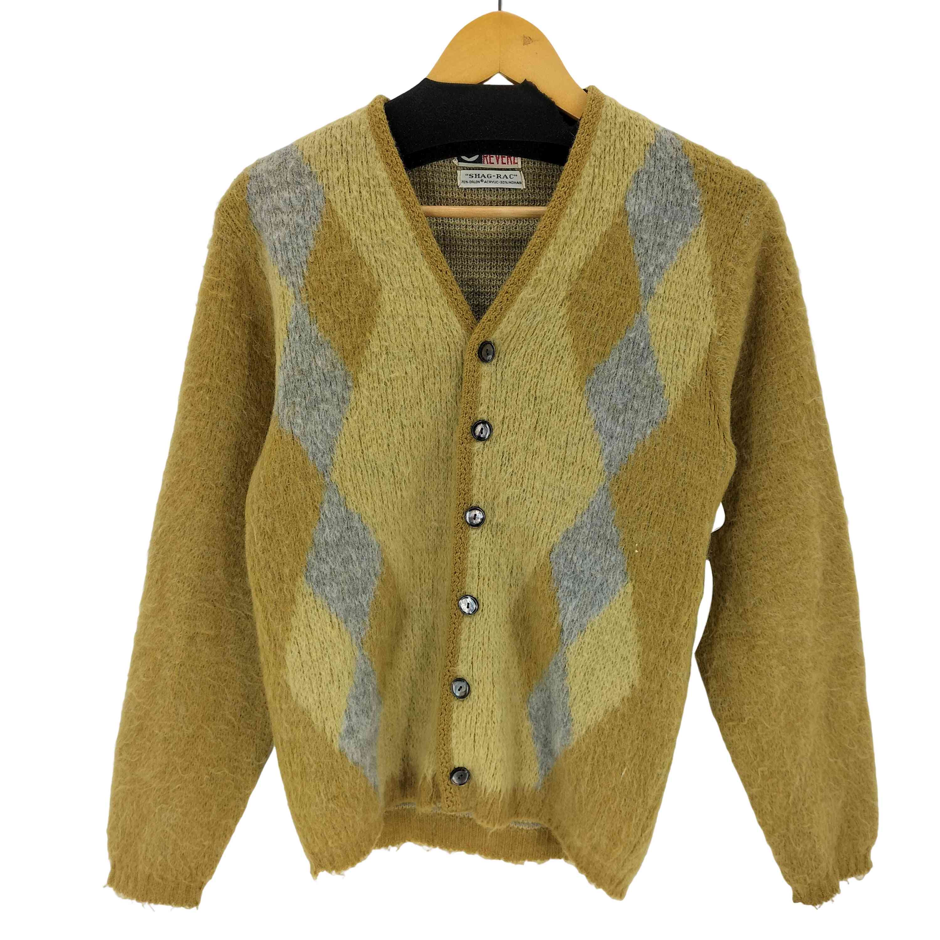 【中古】ユーズドフルギ USED古着 YOUNG BREED by REVERE SHAG-RAC アーガイル モヘアカーディガン メンズ S