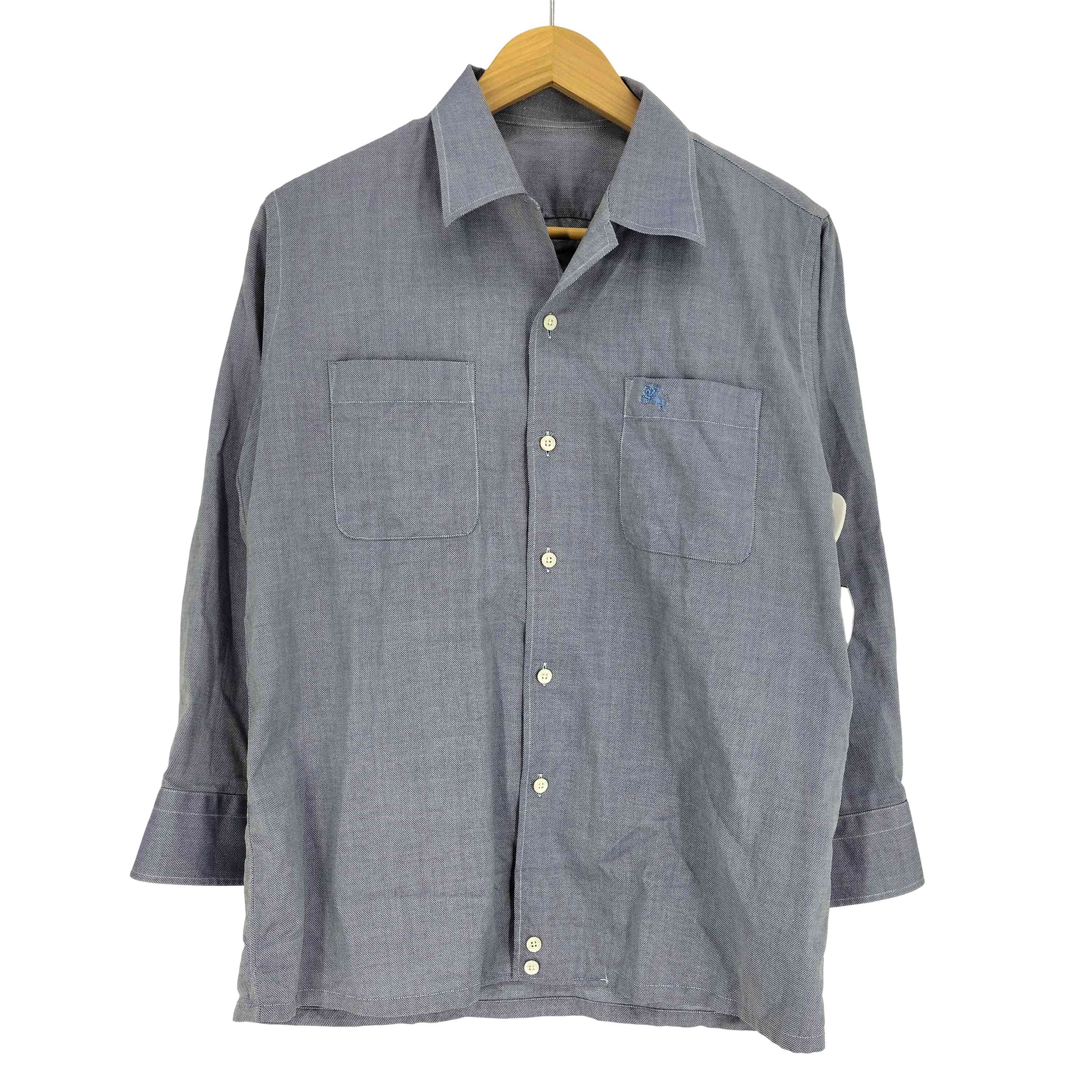 【中古】バーバリーロンドン BURBERRY LONDON 日本製 ロゴ刺繍 L/S ワーク シャツ メンズ import：M