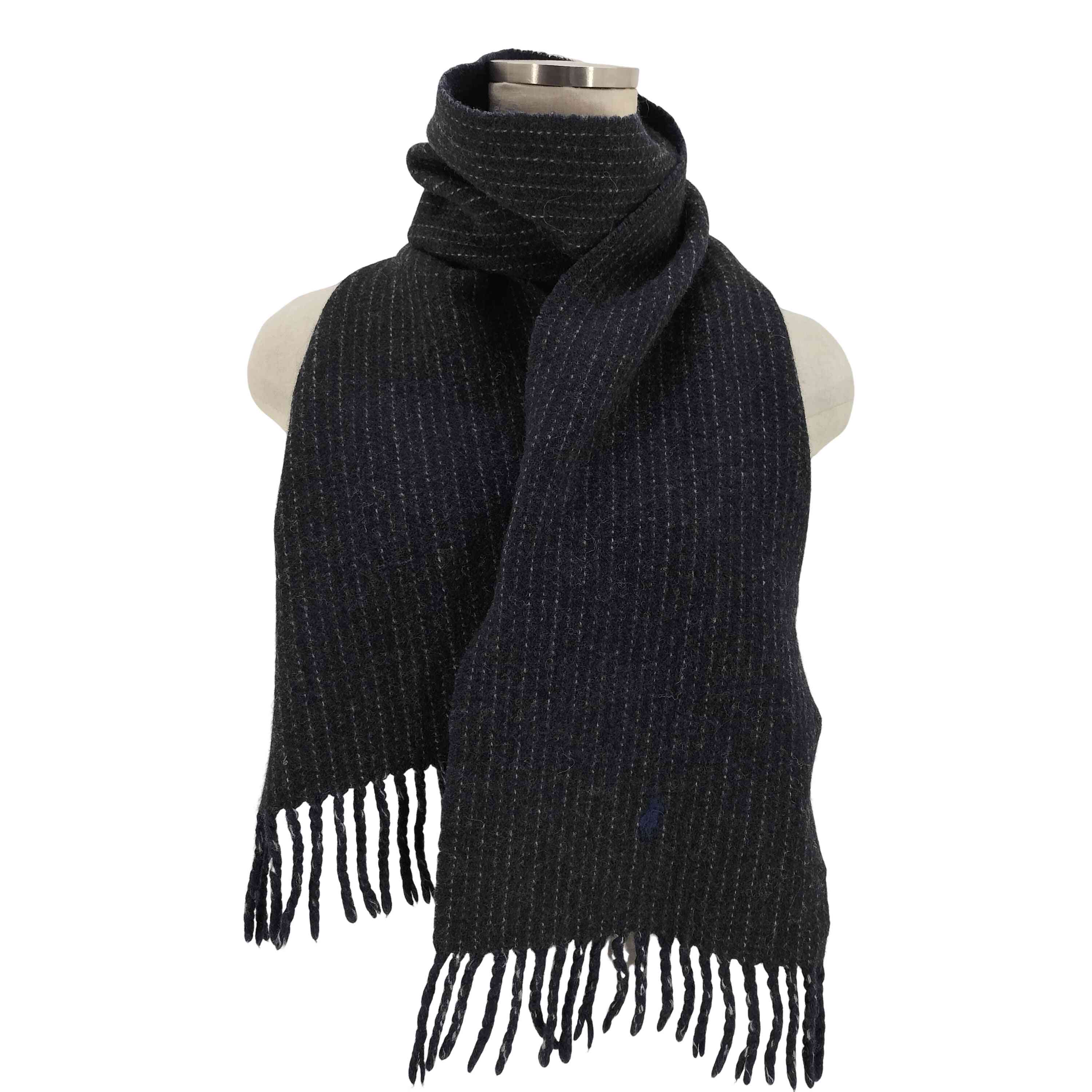 【中古】ポロラルフローレン POLO RALPH LAUREN 90s 同色 ポニー刺繍 ストライプ ラムズウール マフラ..