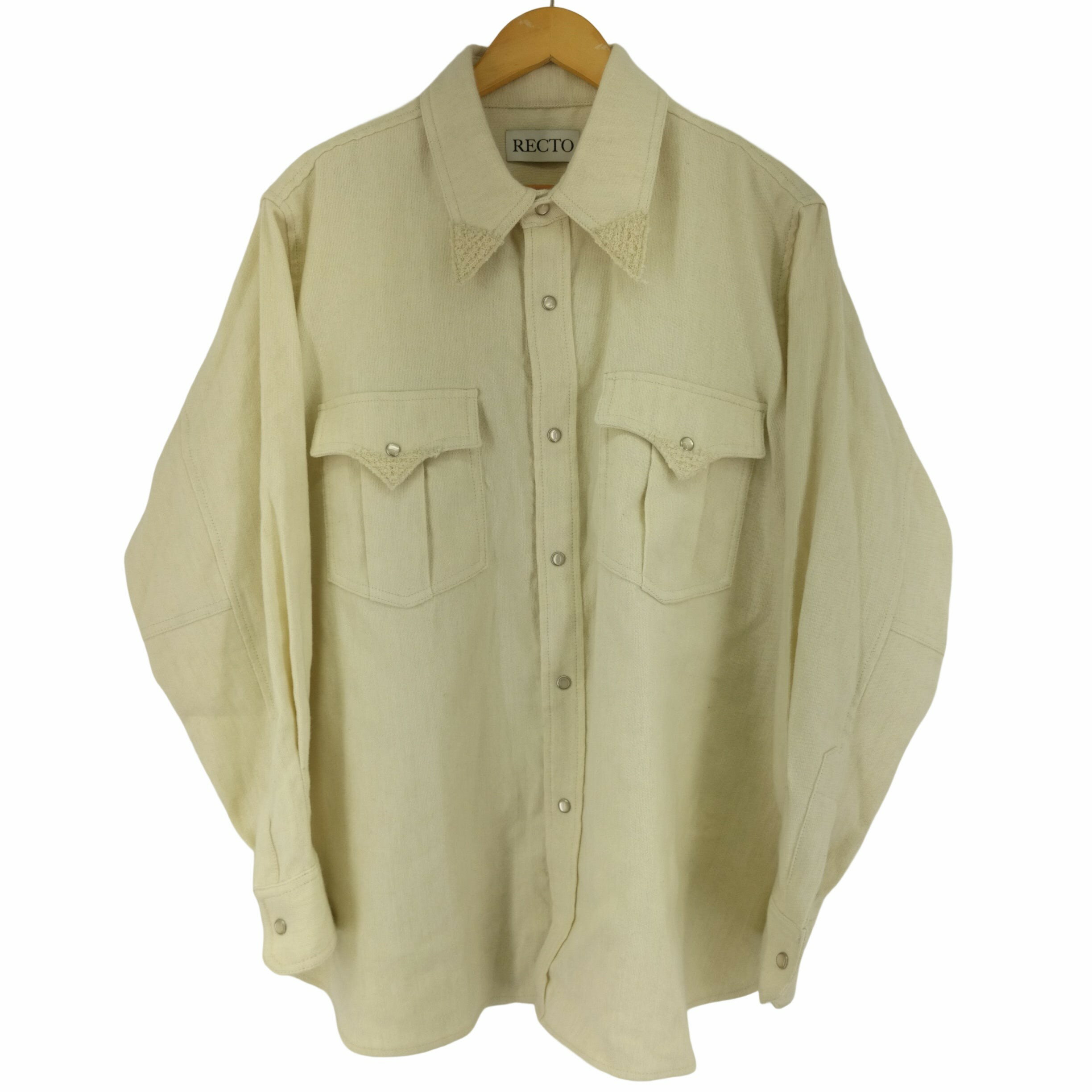 yÁz[YhtM USEDÒ {{RECTO}}WOOL LINEN BOUCLE POINT WESTERN SHIRTS Y S