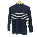【中古】ポロバイラルフローレン Polo by RALPH LAUREN 80s USA製 緑タグ ポニー刺繍 ボーダー 長袖ポロシャツ レディース impor...
