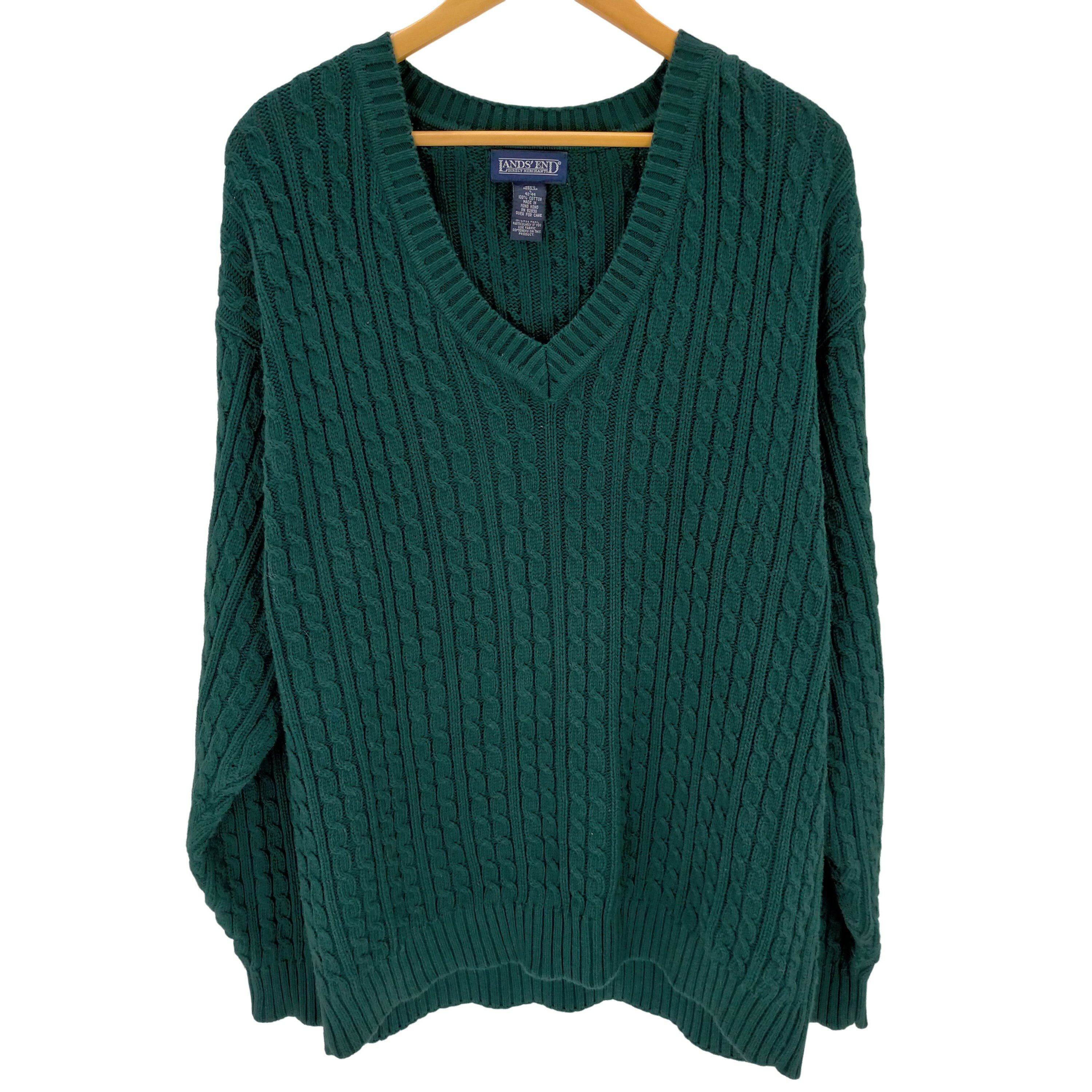 【中古】ランズエンド LANDS END 90S 香港製 Vネック コットンニット メンズ JPN：L