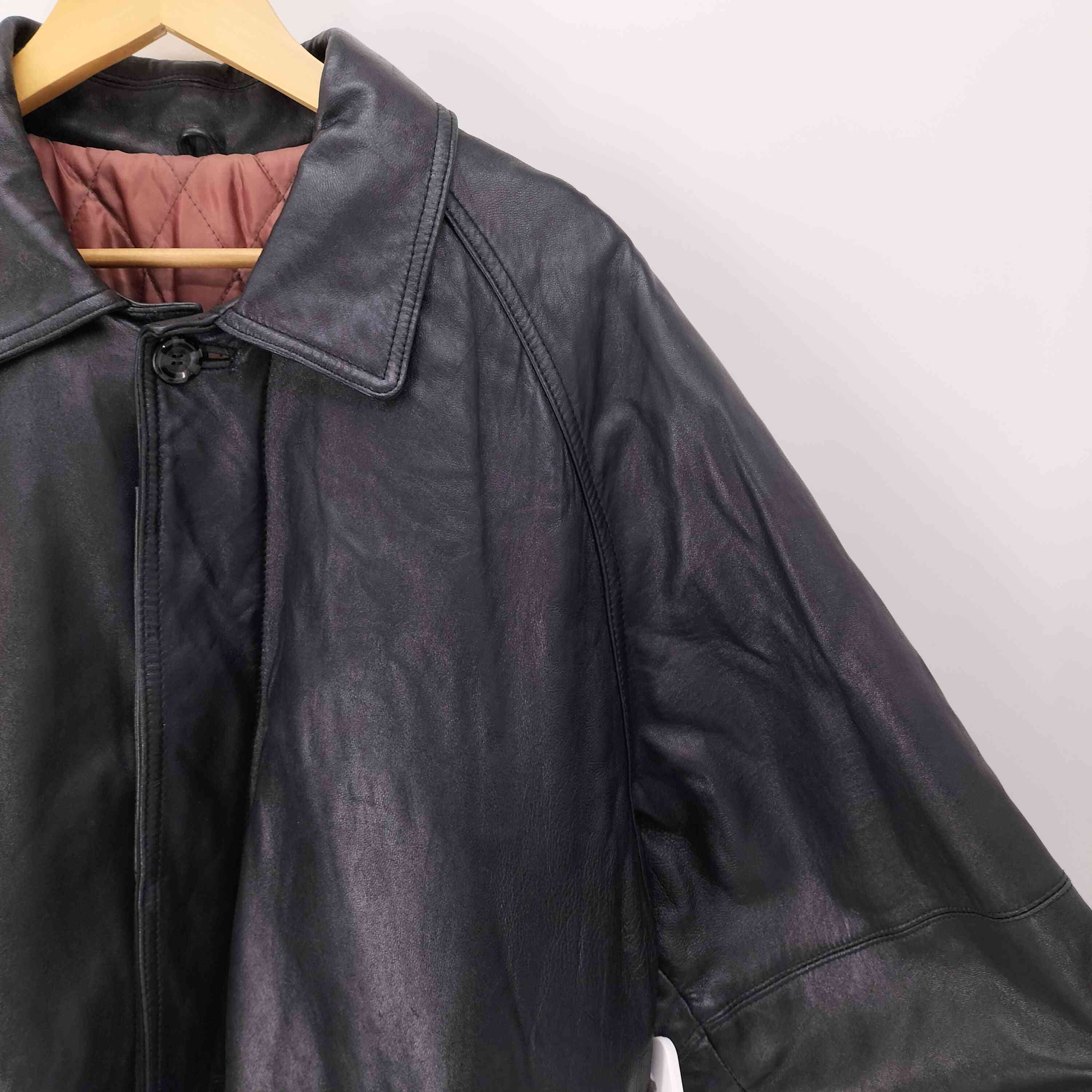 【中古】ユーズドフルギ USED古着 FARAGO 裏地 ダイヤ キルティング シープレザー ジャケット ハーフ コート メンズ LL