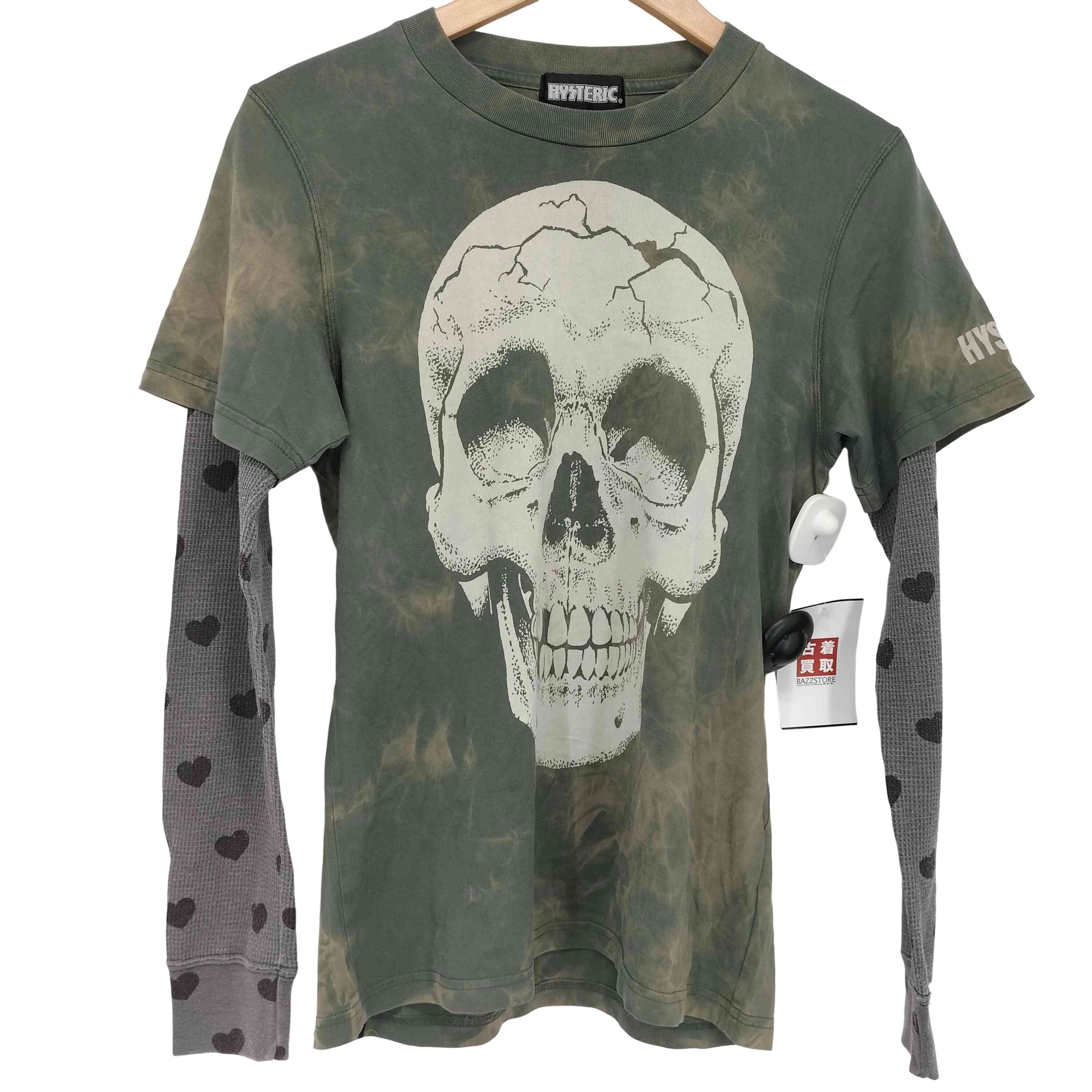 【中古】ヒステリック HYSTERIC 00s クルーネック スカルプリント ハート柄 レイヤードカットソー レデ..