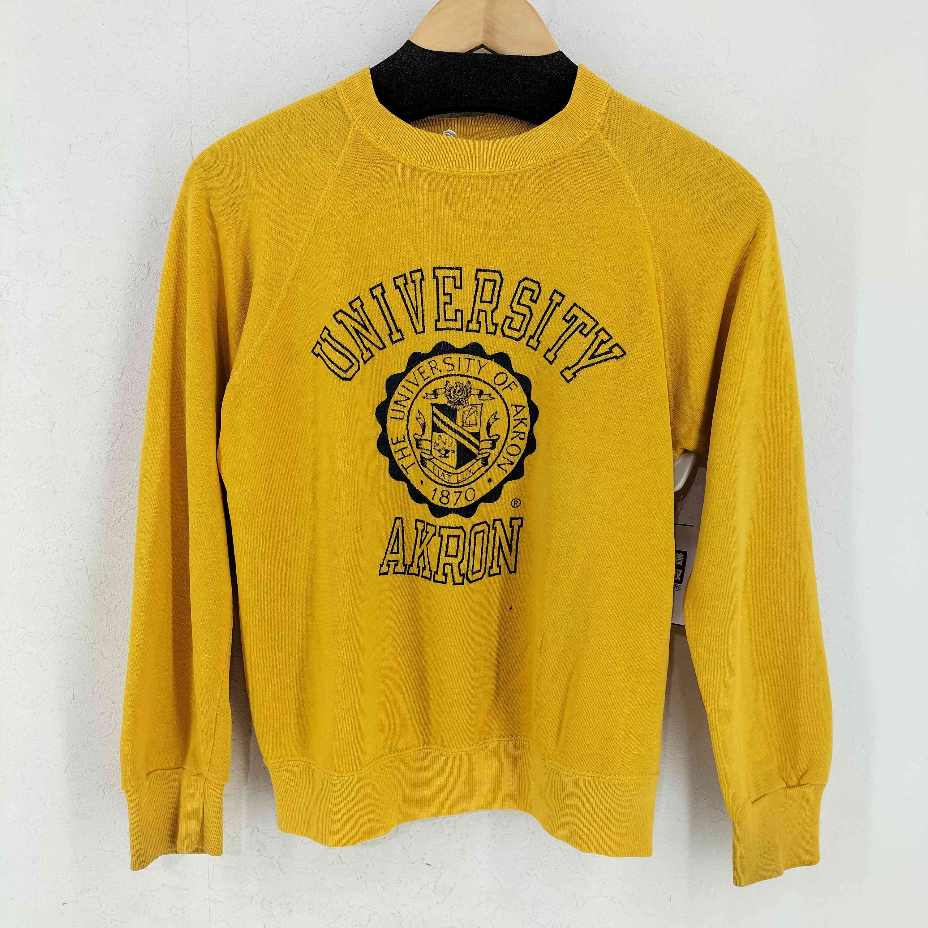 【中古】チャンピオン Champion USA製 バータグ AKRON University ラグラン クルーネックスウェット メンズ medium