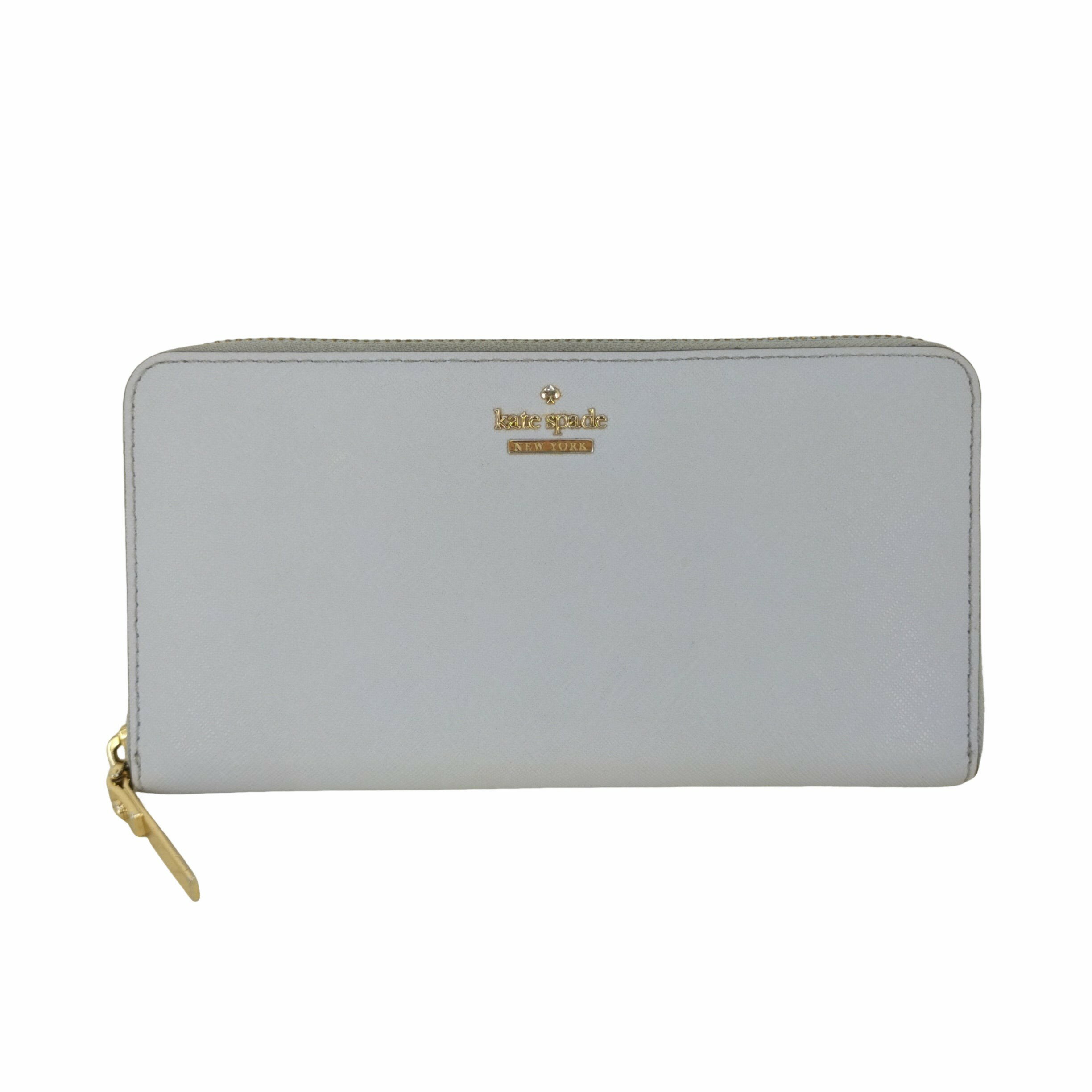 【中古】ケイトスペードニューヨーク kate spade NEW YORK ロゴプレート サフィアーノレザー ラウンドジップ長財布 レディース 表記無