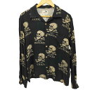 【中古】ギャングスタビル GANGSTERVILLE RIP GANG SHORT LONG SHIRTS 長袖開襟シャツ ドクロ メンズ M(4)