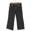 【中古】パウダー powder フロントベルト ステッチデニムパンツ レディース M