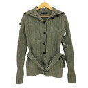 【中古】ラルフローレン RALPH LAUREN ウールカシミヤ ベルデット ケーブルニット カーディガン レディース import:M