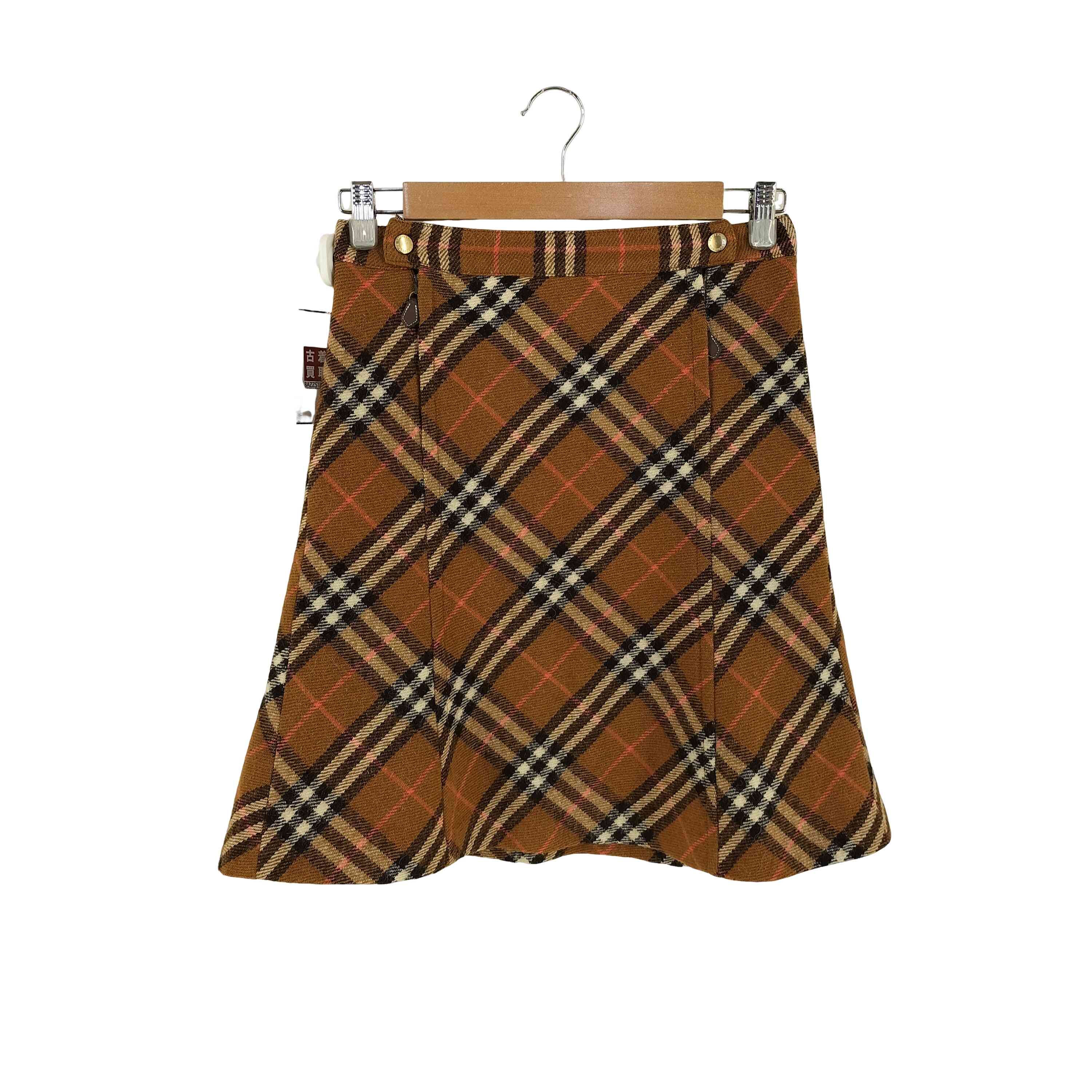 【中古】バーバリーブルーレーベル BURBERRY BLUE LABEL ノバチェック ウール スカート レディース FR：36