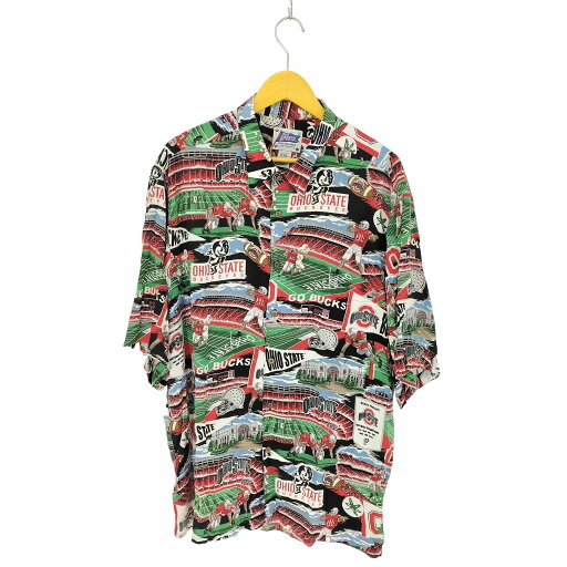 【中古】レインスプーナー Reyn Spooner reyn sports ohio state フットボールチーム 総柄レーヨンシャツ メンズ import:XXL 【中古】レインスプーナー Reyn Spooner reyn sports ohio state フットボールチーム 総柄レーヨンシャツ メンズ import:XXL
