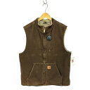 【中古】カーハート Carhartt 11年 9月製造 裏地ボア ジップアップ ダックベスト メンズ L