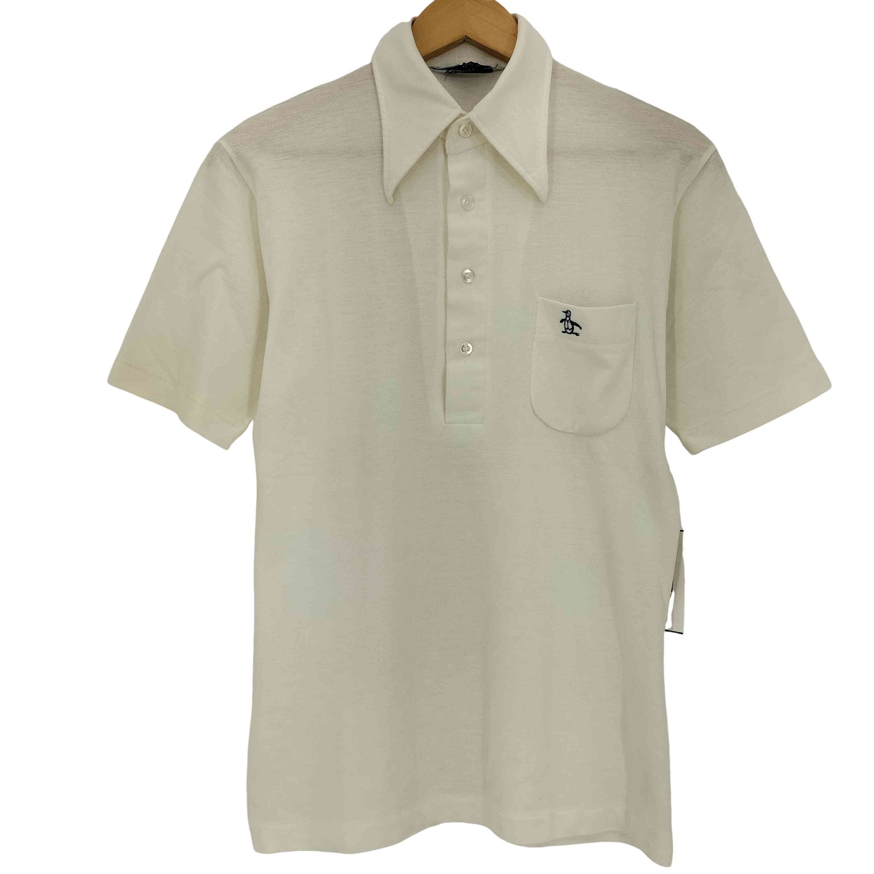 【中古】マンシングウェア Munsingwear 80-90S 三角タグ 襟芯 ロングカラー 鹿の子 S/S ポロシャツ メンズ import:M