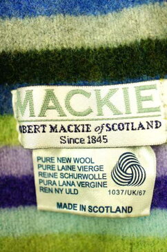 ロバートマッキー Robert Mackie マフラー メンズ - 緑系 × 青系 ウールマフラー　ストール　robert mackie of scotland【中古】【ブランド古着バズストアBAZZSTORE】【160919】