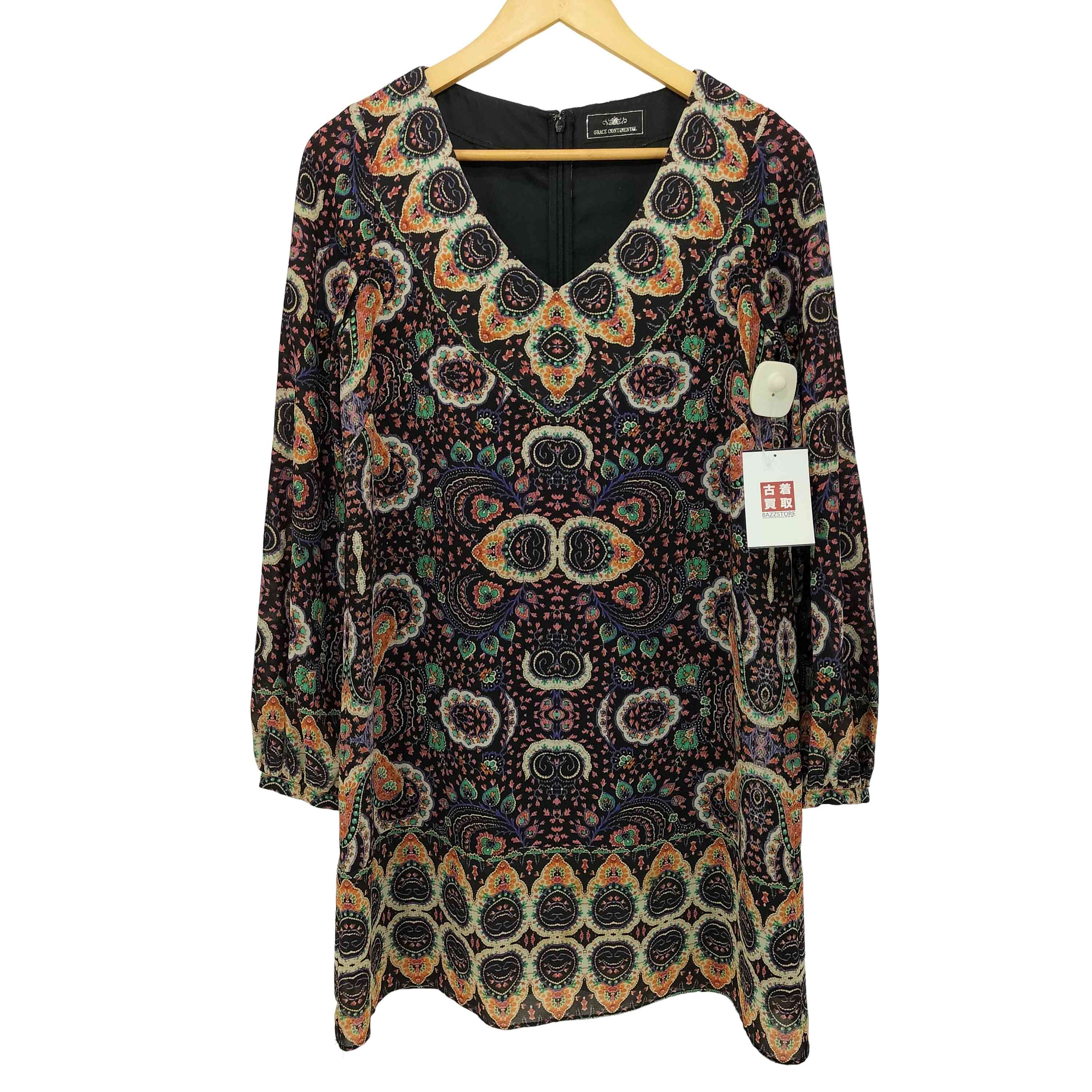 【中古】グレースコンチネンタル GRACE CONTINENTAL 総柄プリントワンピース レディース 36