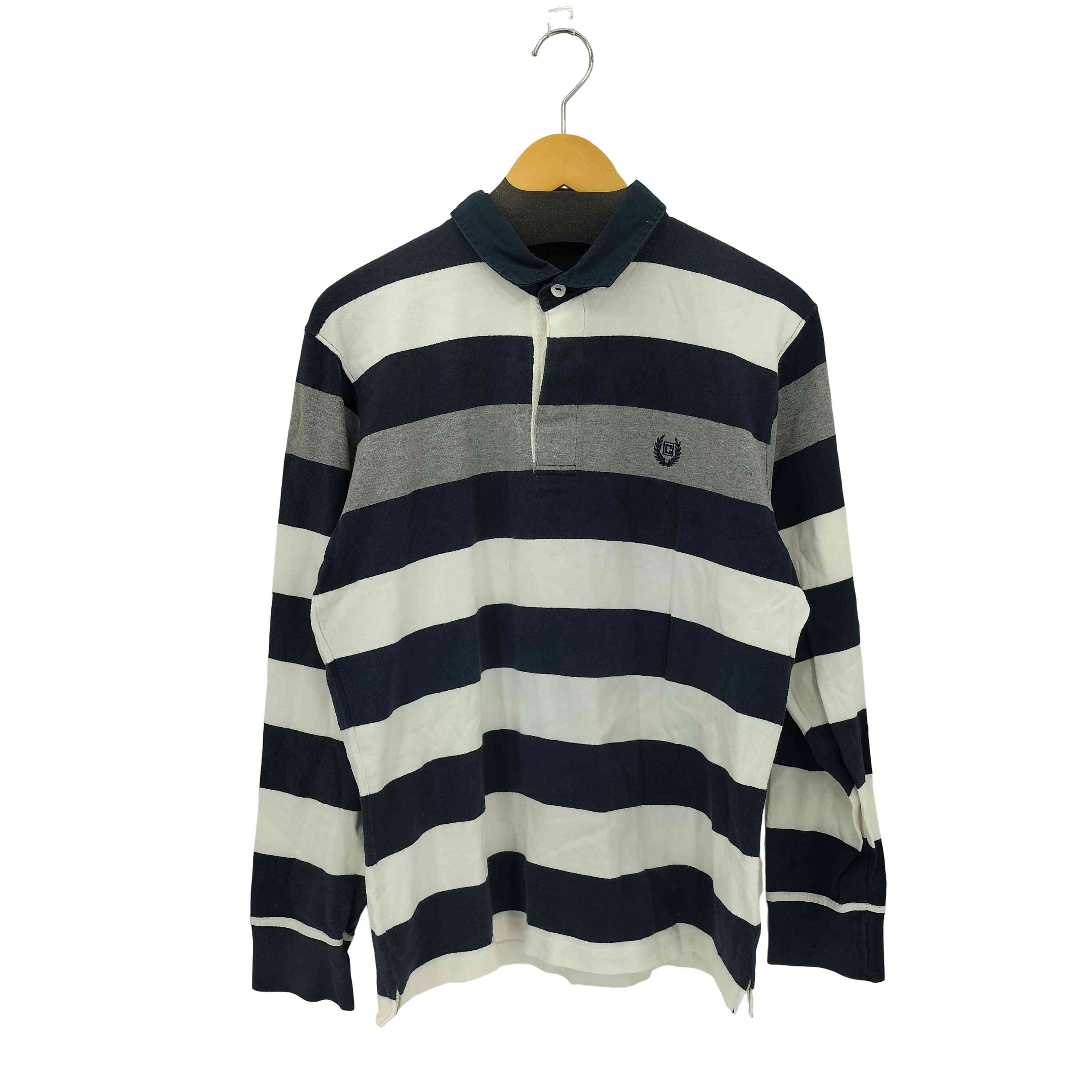 【中古】チャップス CHAPS ワンポイントロゴ ボーダー ロングスリーブ ポロシャツ メンズ L