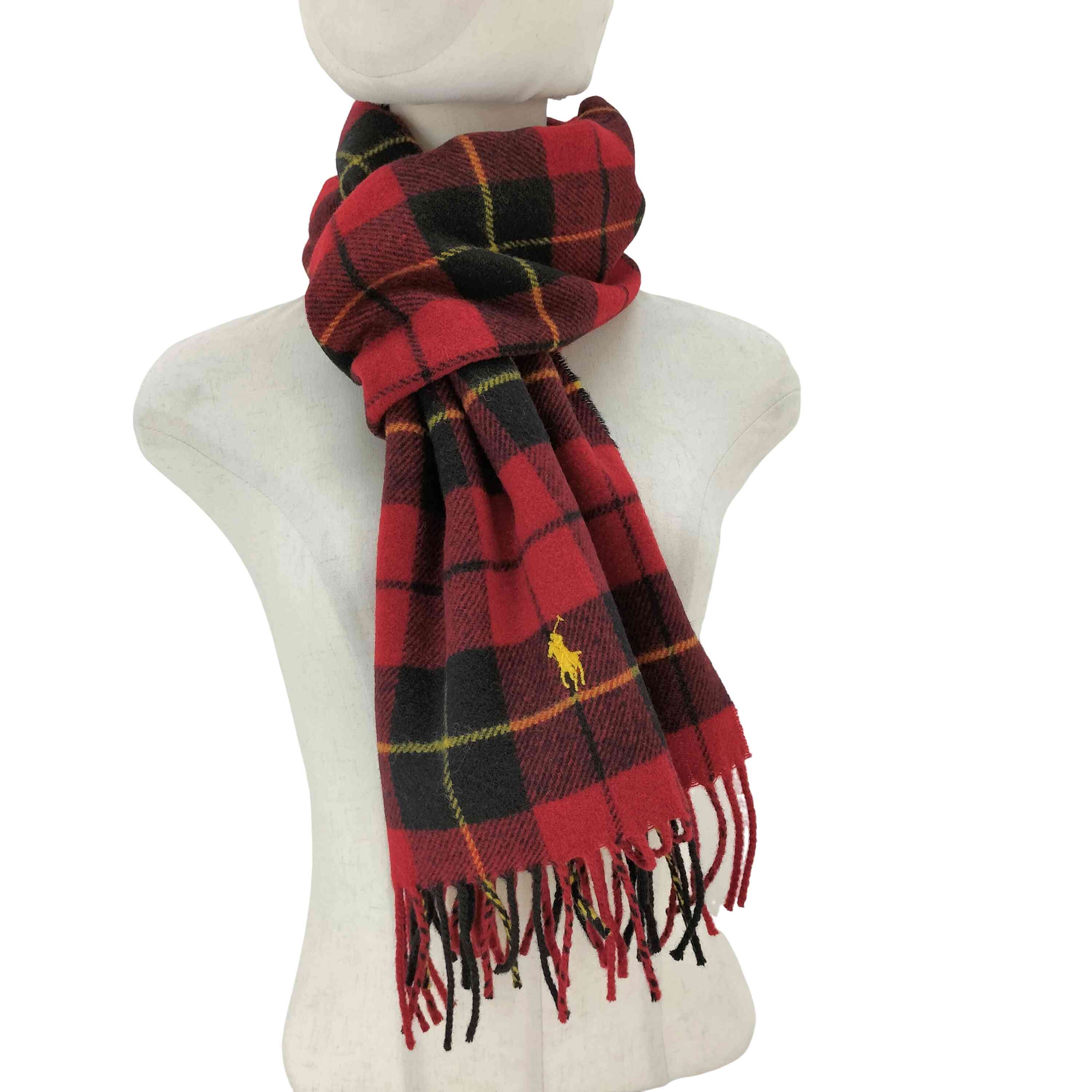 【中古】ポロラルフローレン POLO RALPH LAUREN タータンチェック ポニー刺繍マフラー メンズ 表記無