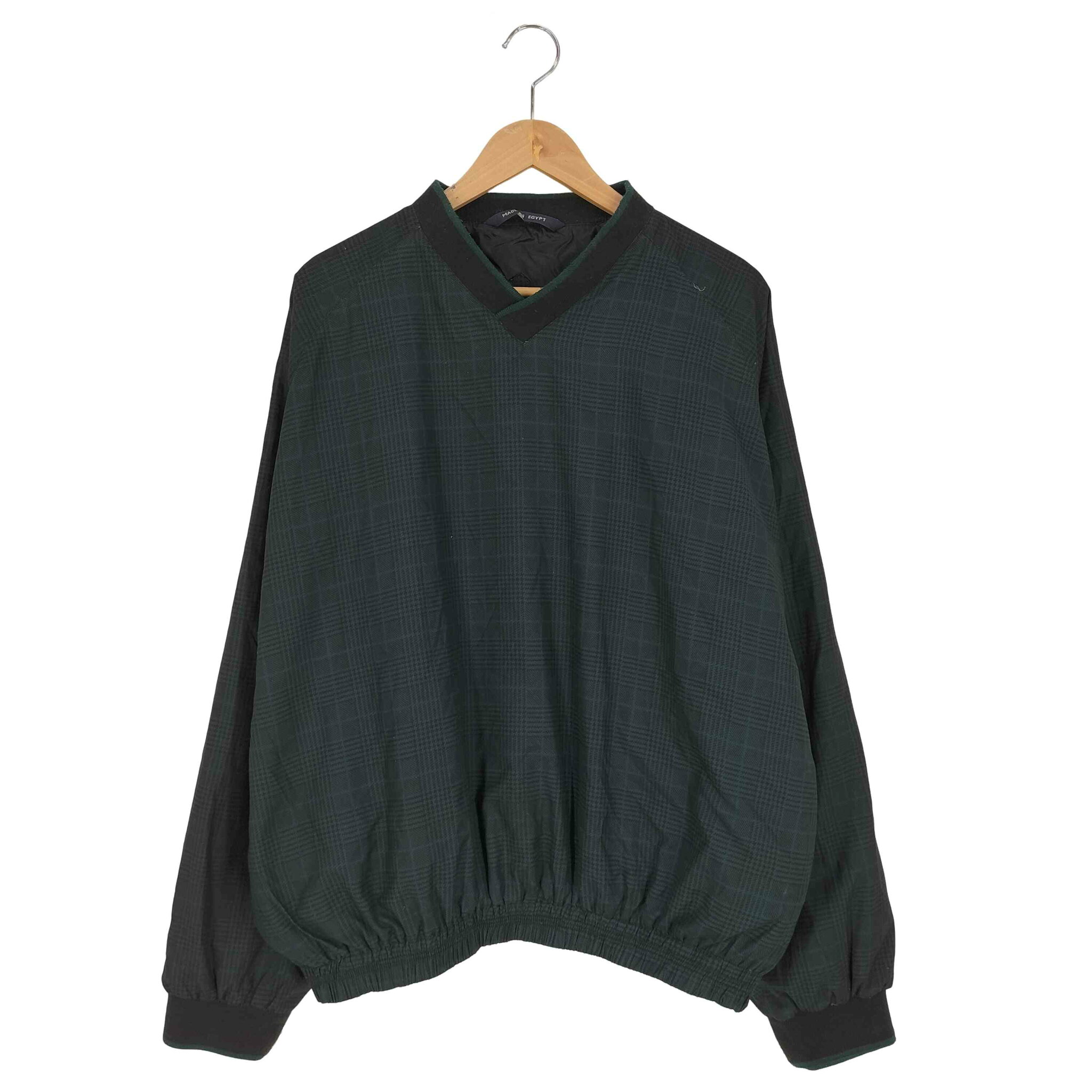 【中古】ユーズドフルギ USED古着 {{WOODLAKE}} エジプト製 チェック柄 Vネックプルオーバー メンズ import:XL