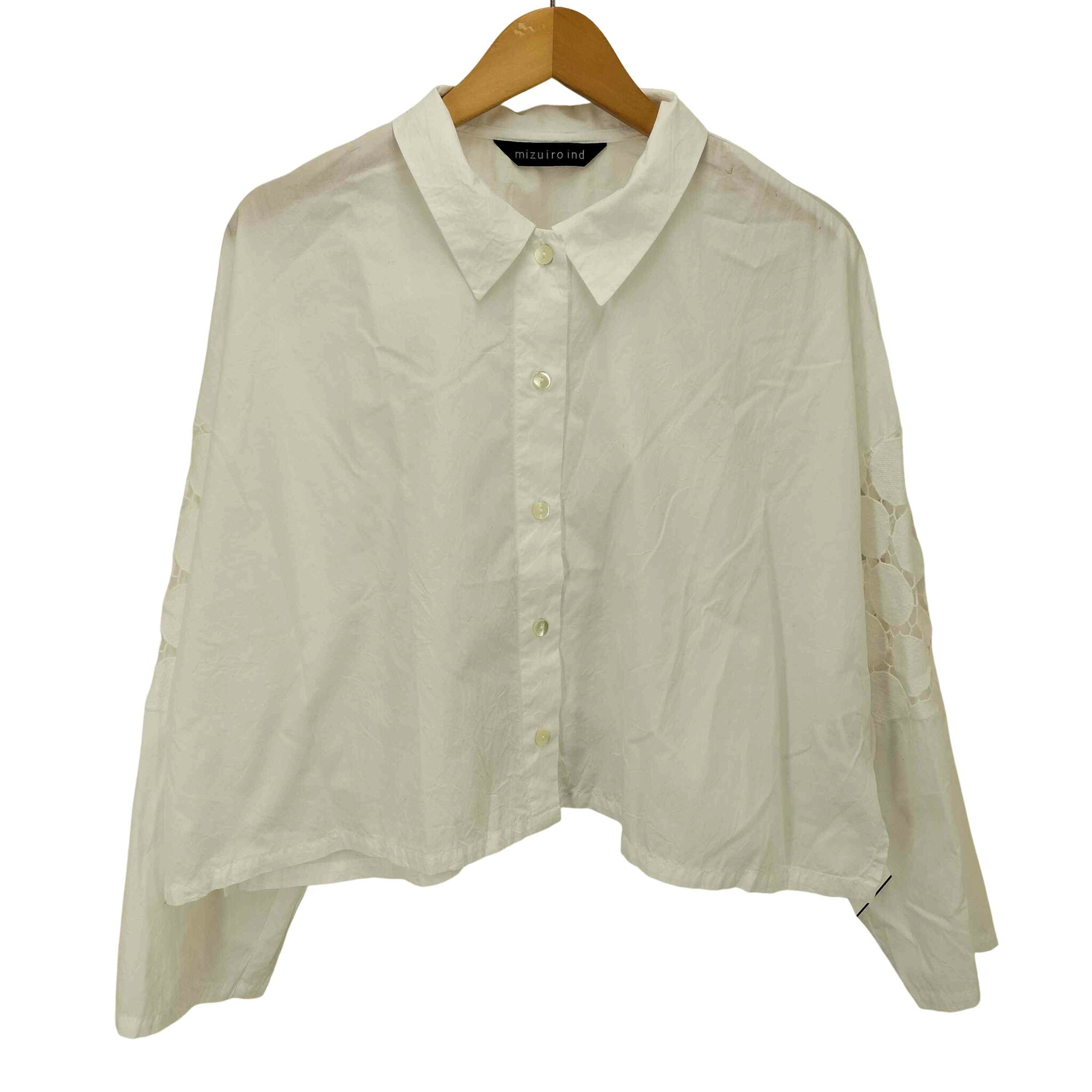 【中古】ミズイロインド mizuiro ind 25SS lace mix box shirt レースミックスボックスシャツ レディース 表記無