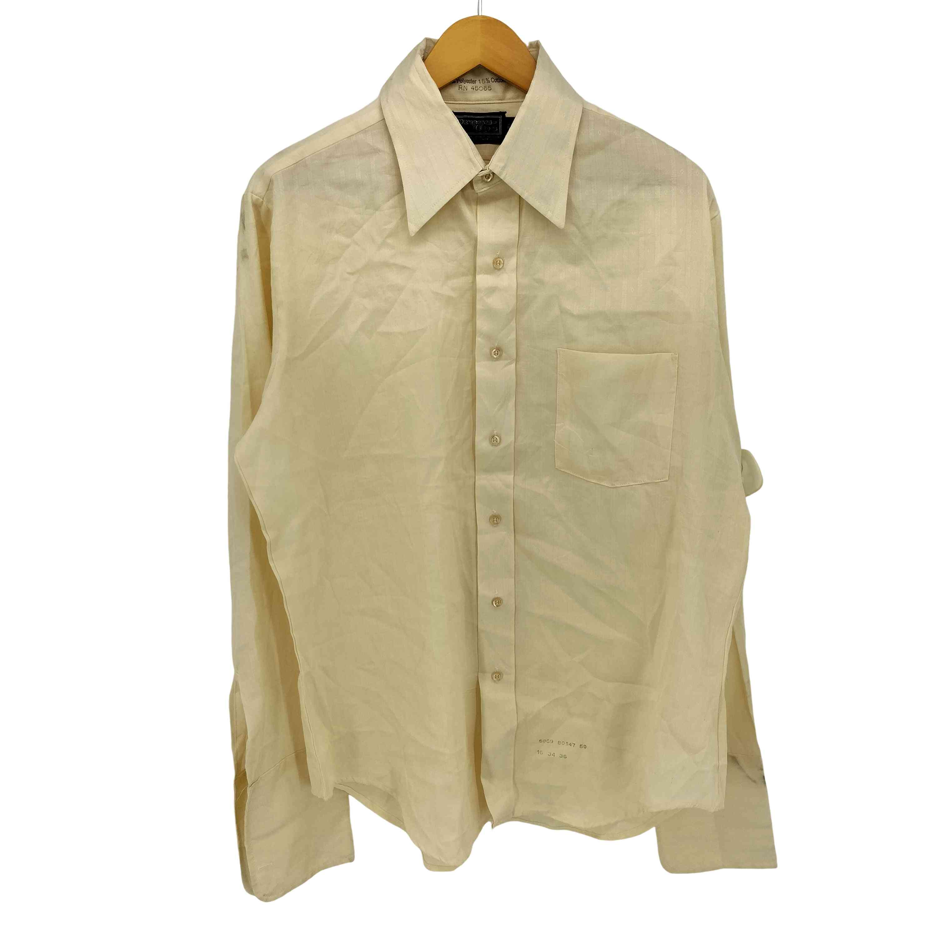 【中古】ユーズドフルギ USED古着 70s vintage 襟芯 ストライプ 織柄 ドレスシャツ メンズ 表記無