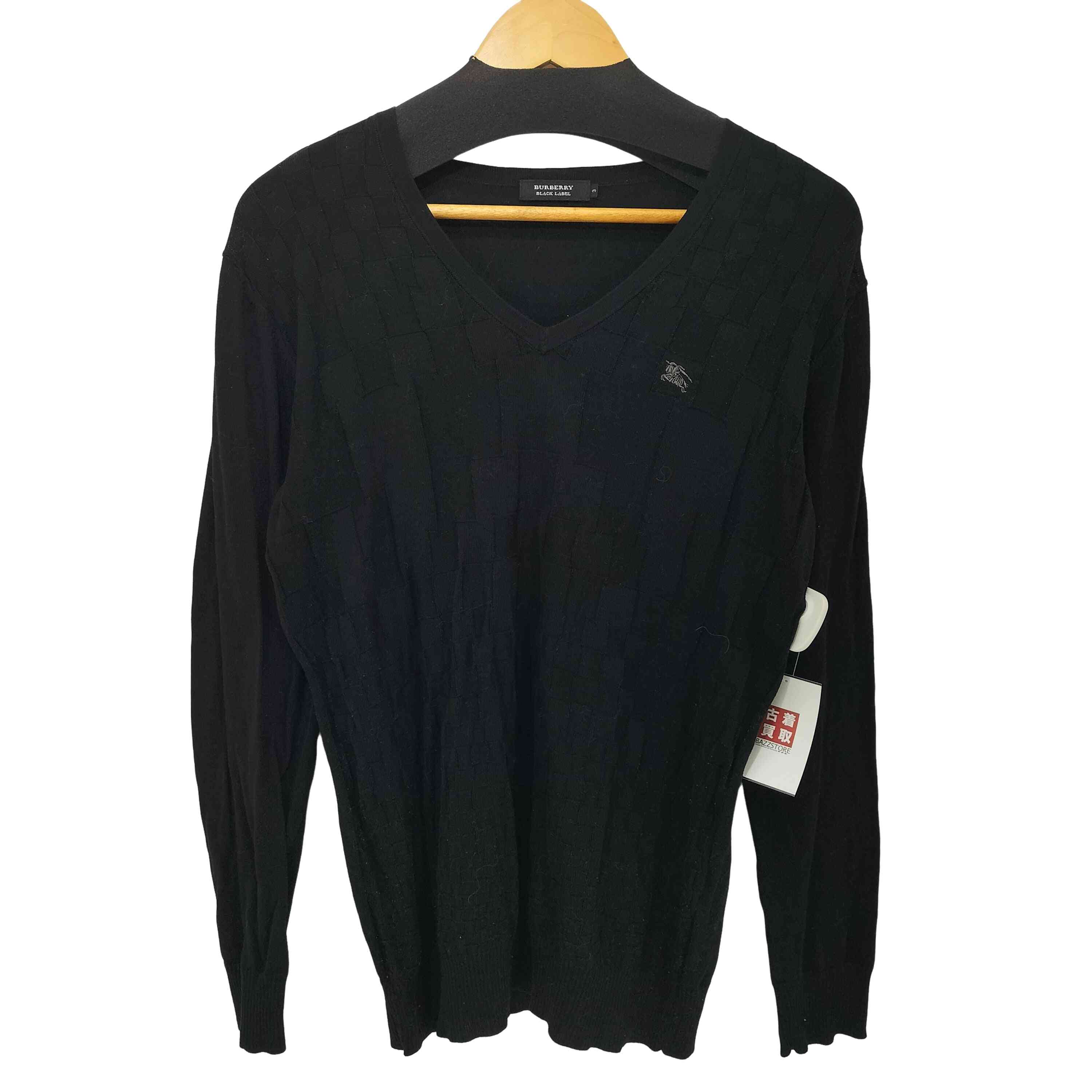 中古 バーバリーブラックレーベル BURBERRY BLACK LABEL ホース刺繍 Vネック コットン ニット セーター メ bazzstore-12242526 BAZZSTORE ブランド古着バズストア パッケージ画像