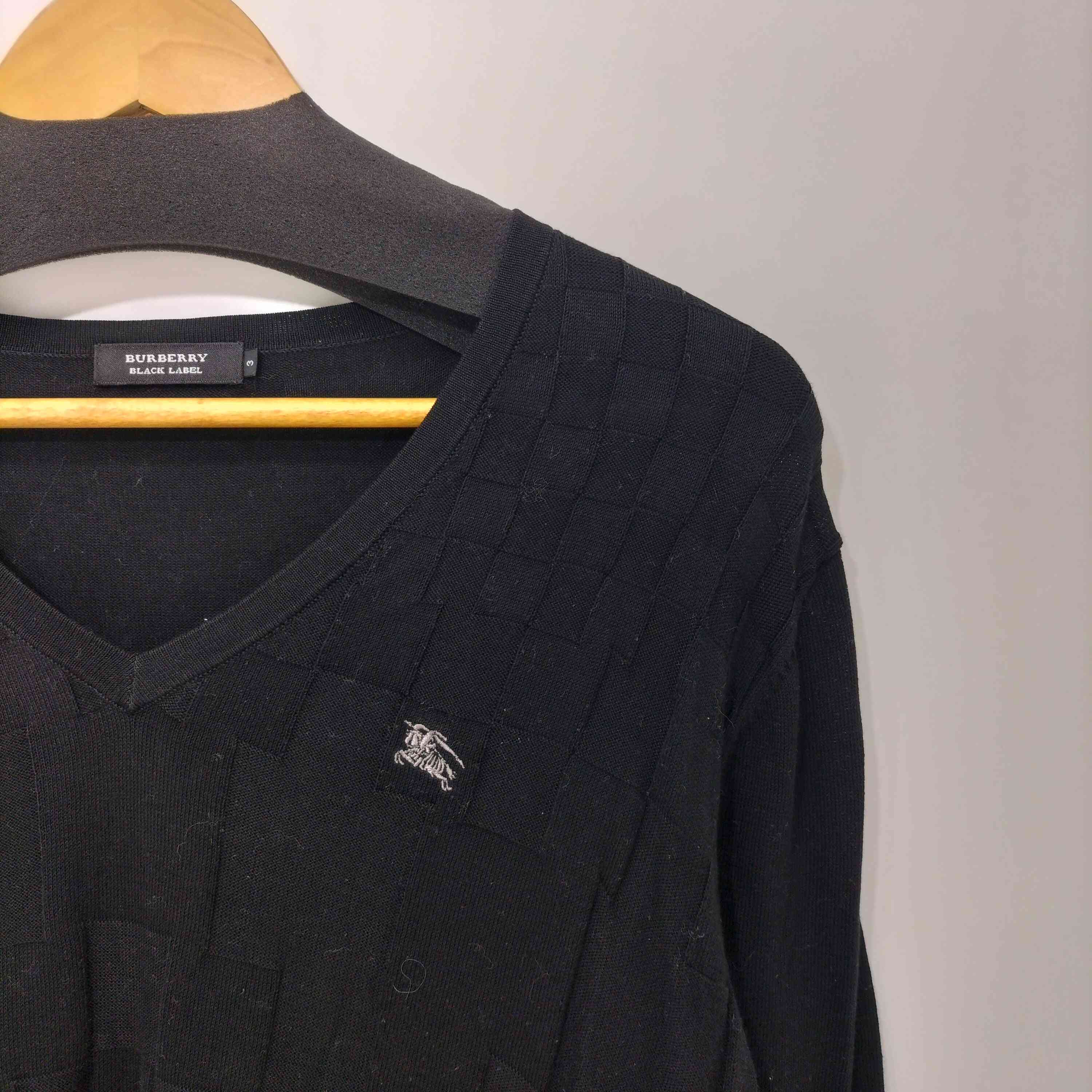中古 バーバリーブラックレーベル BURBERRY BLACK LABEL ホース刺繍 Vネック コットン ニット セーター メ bazzstore-12242526 BAZZSTORE ブランド古着バズストア サンプル画像3