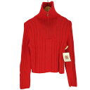 【中古】ザラ ZARA クリスマス レッド クロップド ウィーター ケーブル ニット セーター レディース import:M