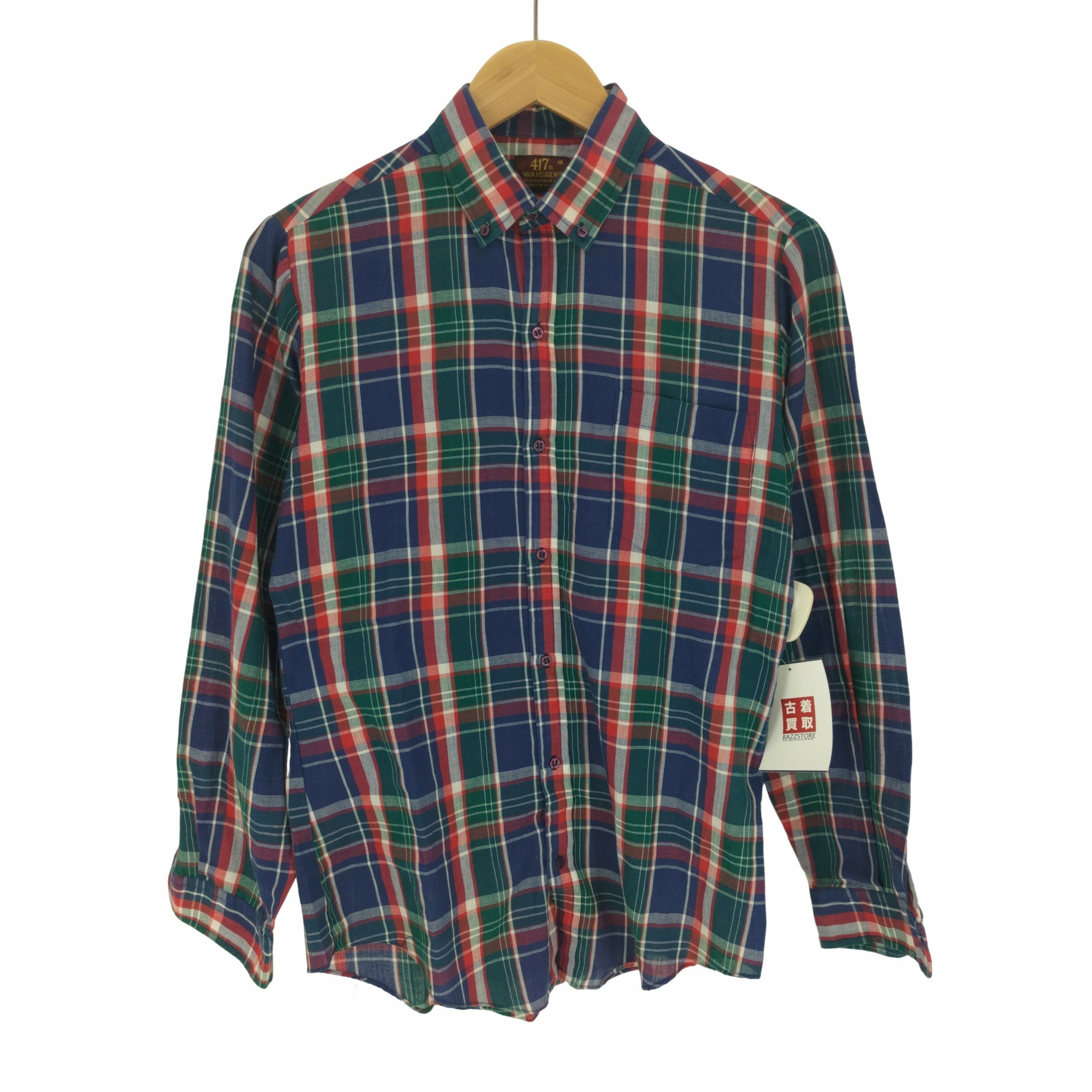 【中古】ヴァンヒューゼン VAN HEUSEN {{417 VAN HEUSEN}} 韓国製 ポリコットン チェック ボタンダウン シャツ メンズ 18