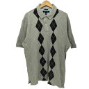【中古】トミーヒルフィガー TOMMY HILFIGER 刺繍ロゴ アーガイル ポロシャツ メンズ L