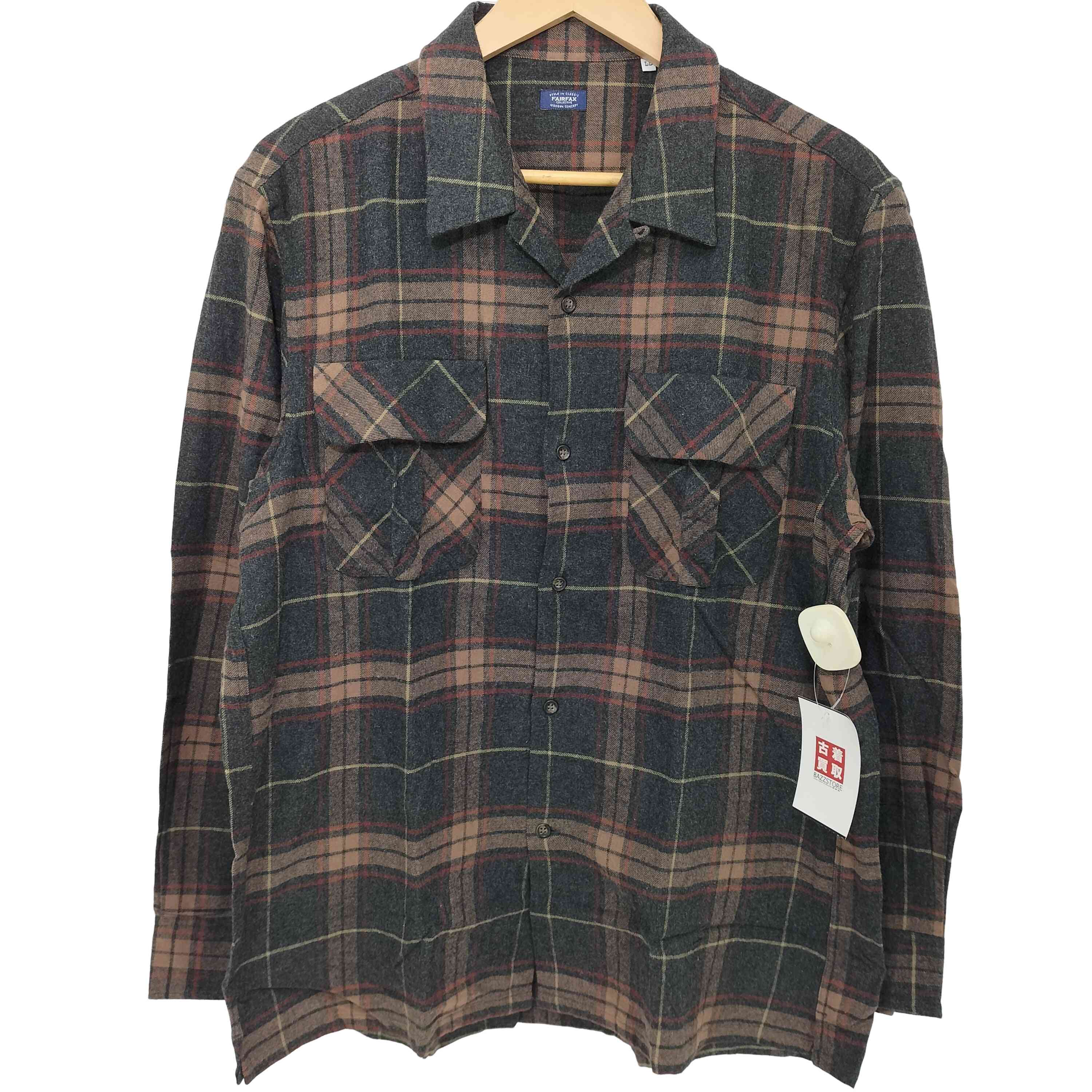 【中古】フェアファクス FAIRFAX オープンカラー マドラスチェック フラップ フランネル ワークシャツ ..