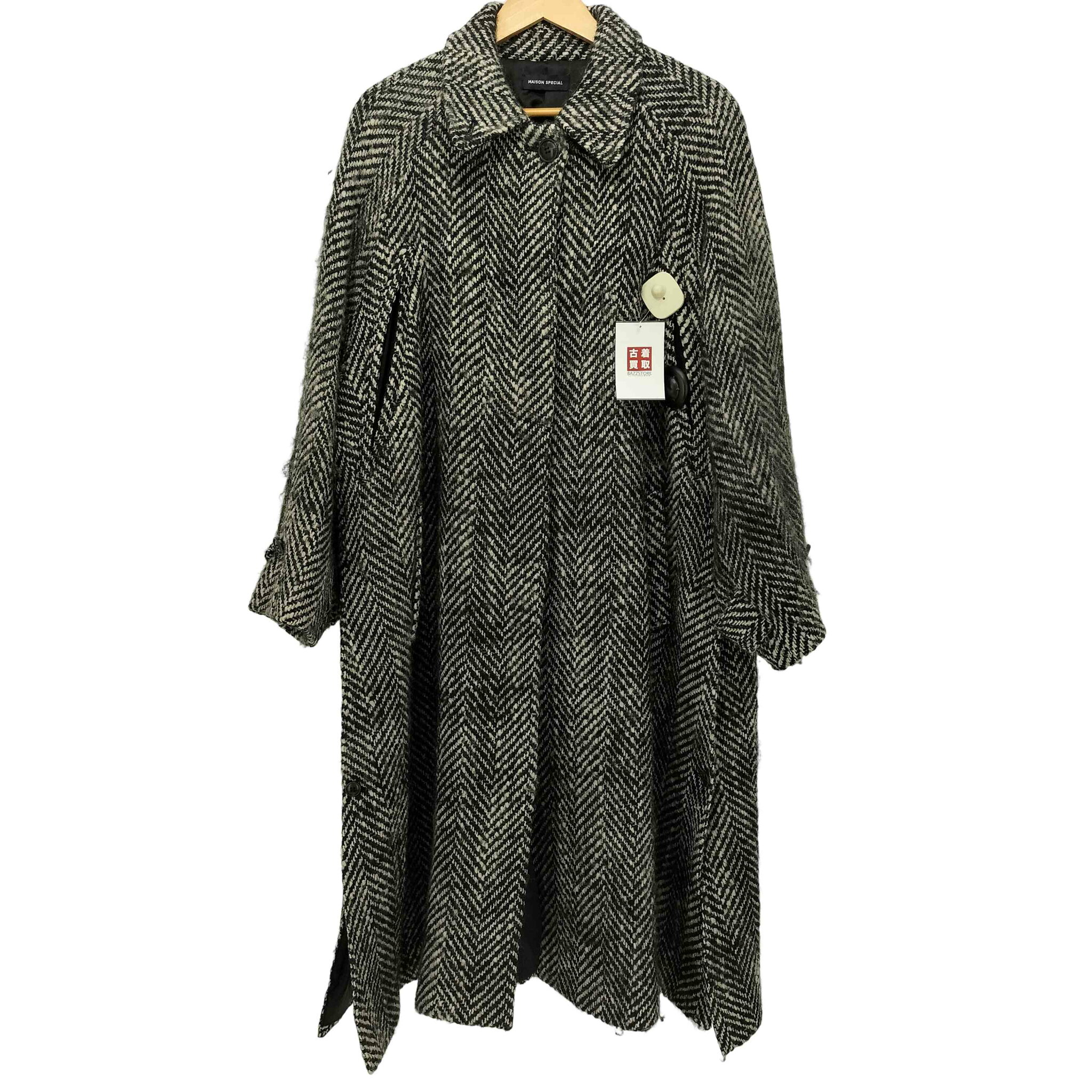 【中古】メゾンスペシャル MAISON SPECIAL ヘリンボーンケープコートステンカラーコート レディース F