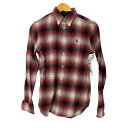 【中古】ラルフローレン RALPH LAUREN CLASSIC FIT ポニー刺繍 オンブレチェック ボタンダウンシャツ レディース import:S