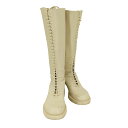 【中古】チャールズアンドキース CHARLES&KEITH デボン メタリックアクセントレースアップロングブーツ レディース EUR:37