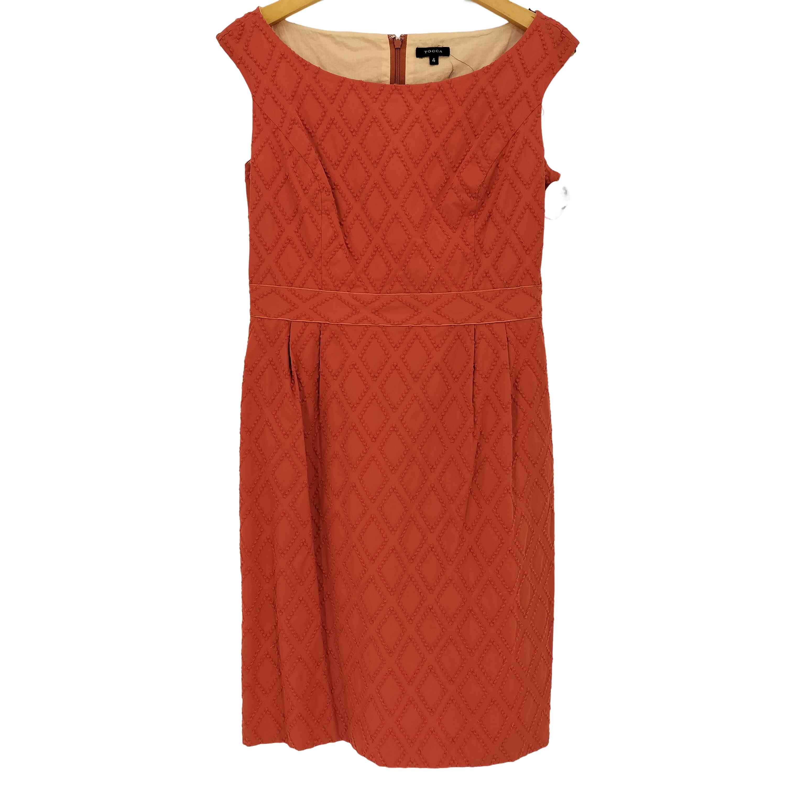 【中古】トッカ TOCCA ひざ丈 立体刺繍 ノースリーブワンピース レディース 4