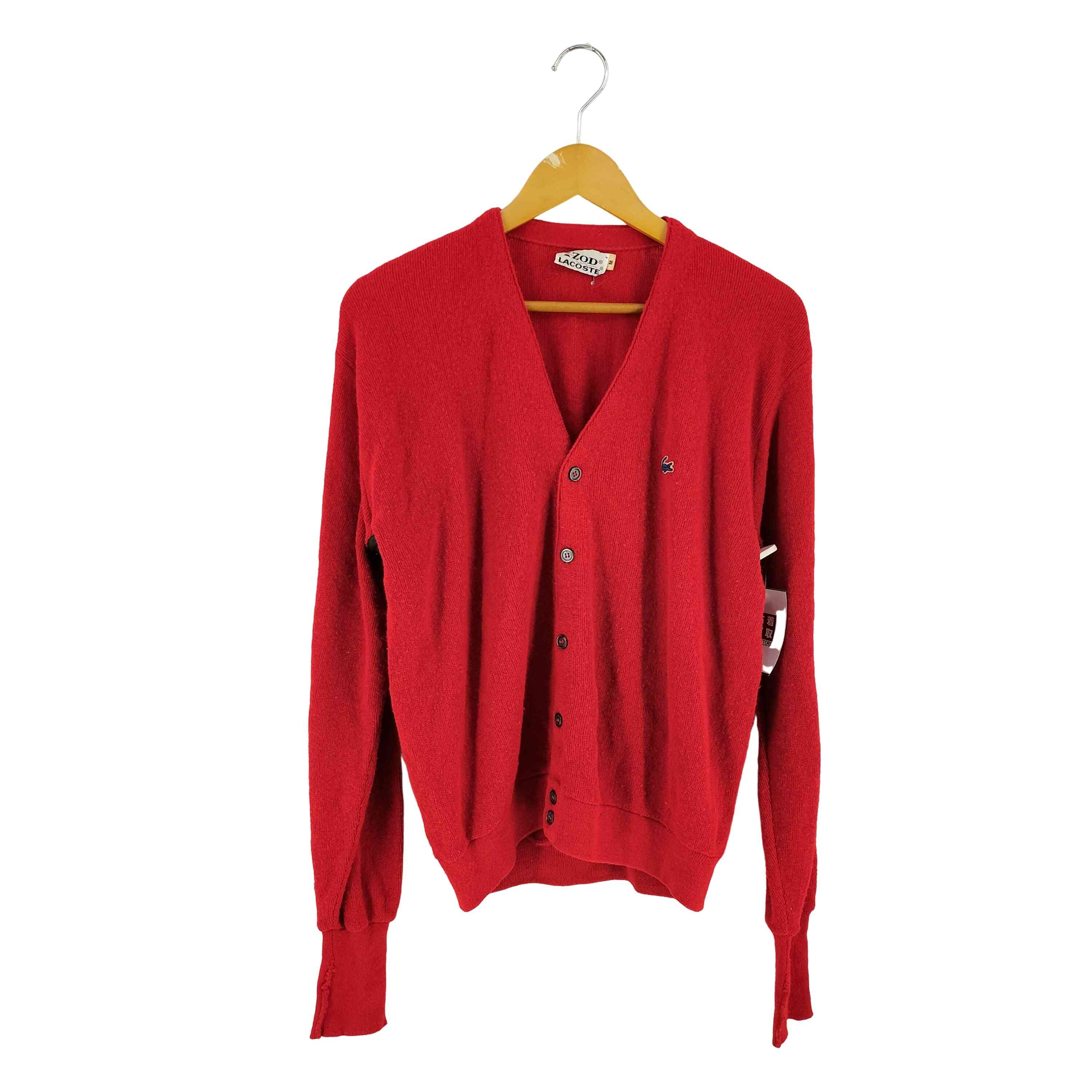 【中古】アイゾッドラコステ IZOD LACOSTE 70-80S 糸巻きタグ ロゴワッペン アクリルカーディガン メン..