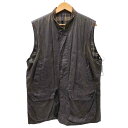 【中古】バブアー Barbour 90S 95年製 WESTMORLAND ウェストモーランド 英国製 3ワラント 裏地チェック CARE コットン ワックス オイルド ベスト メンズ import:L