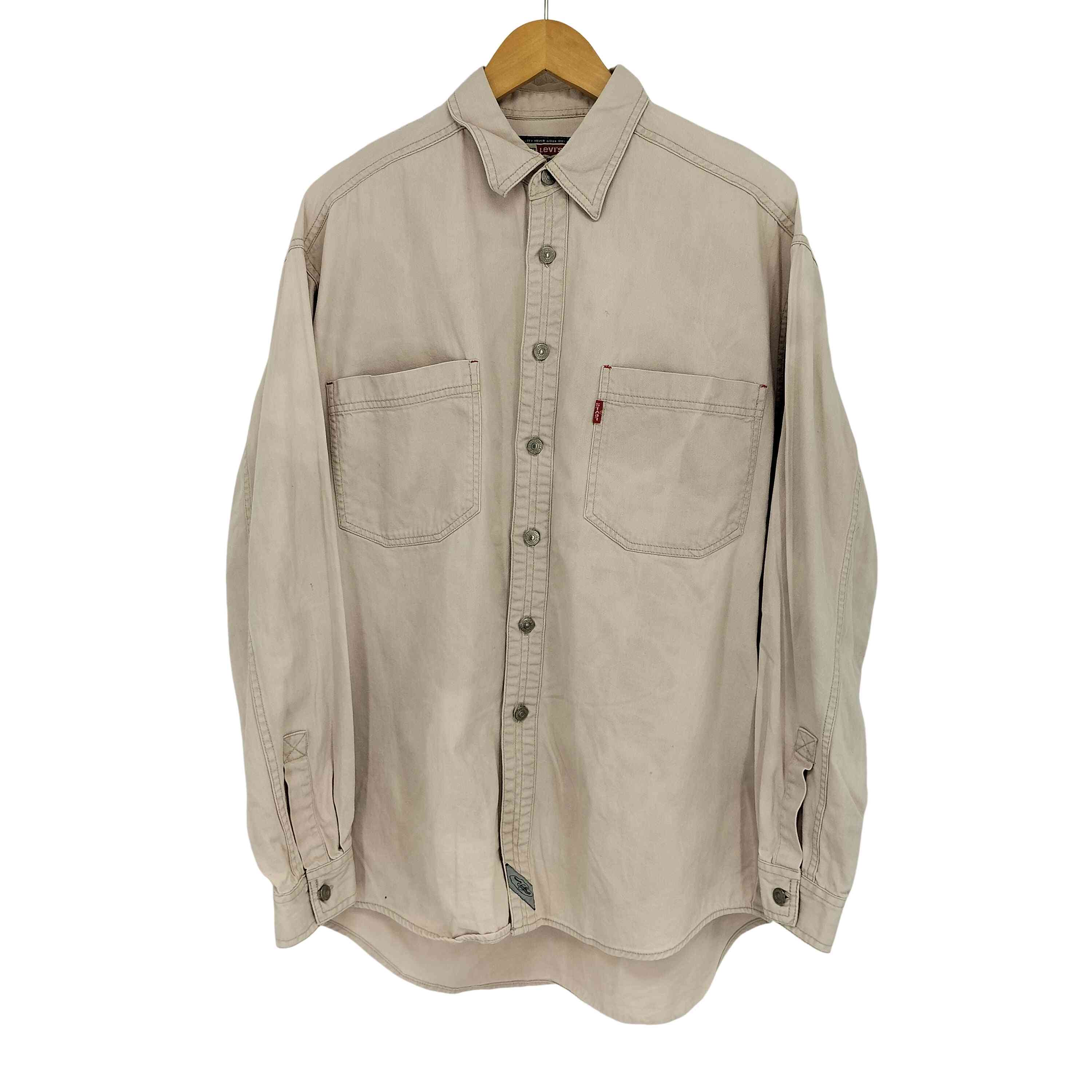 【中古】リーバイス Levis 90s L/S コットン 無地シャツ メンズ import:M