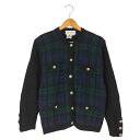 【中古】ユーズドフルギ USED古着 {{la maison simons}} チェック切替 メタルボタン カーディガン レディース P/S